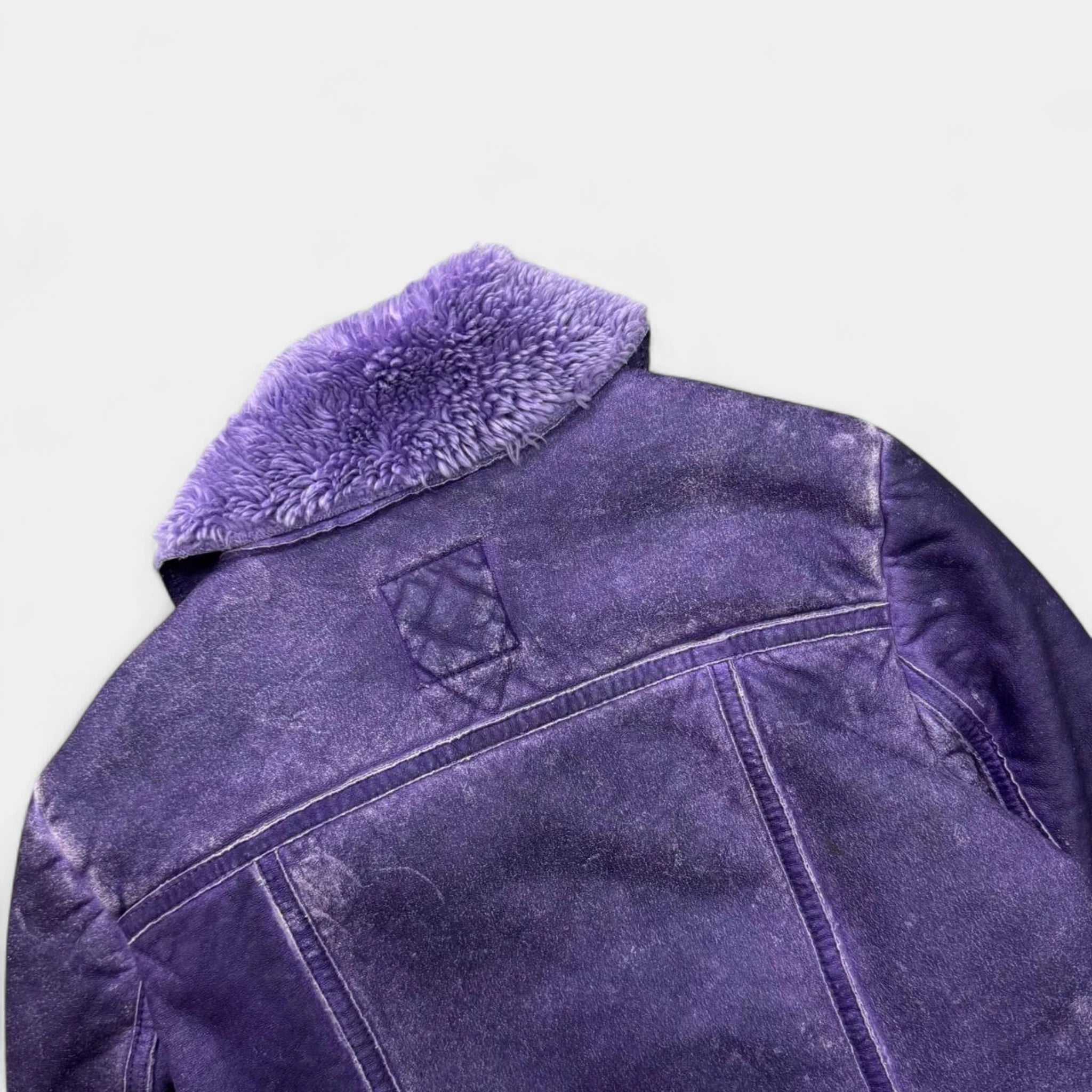 Diesel 2000s Washed Purple Sherpa Biker Jacket