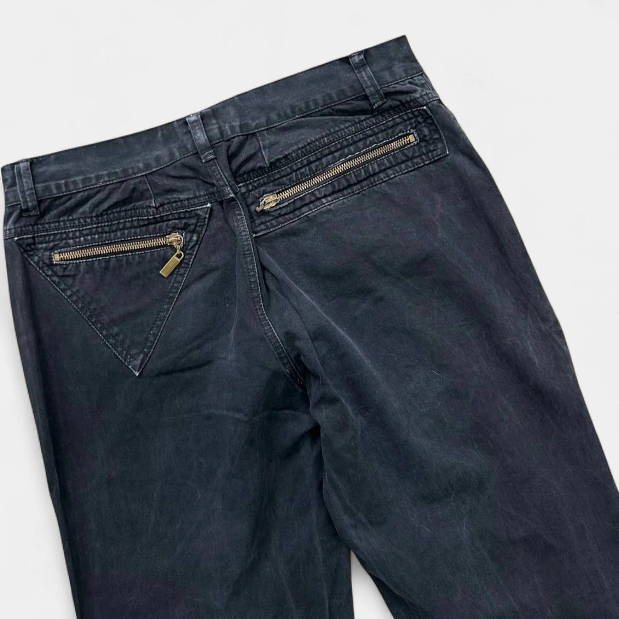 Just Cavalli Gold Zippers Straight Leg Pants