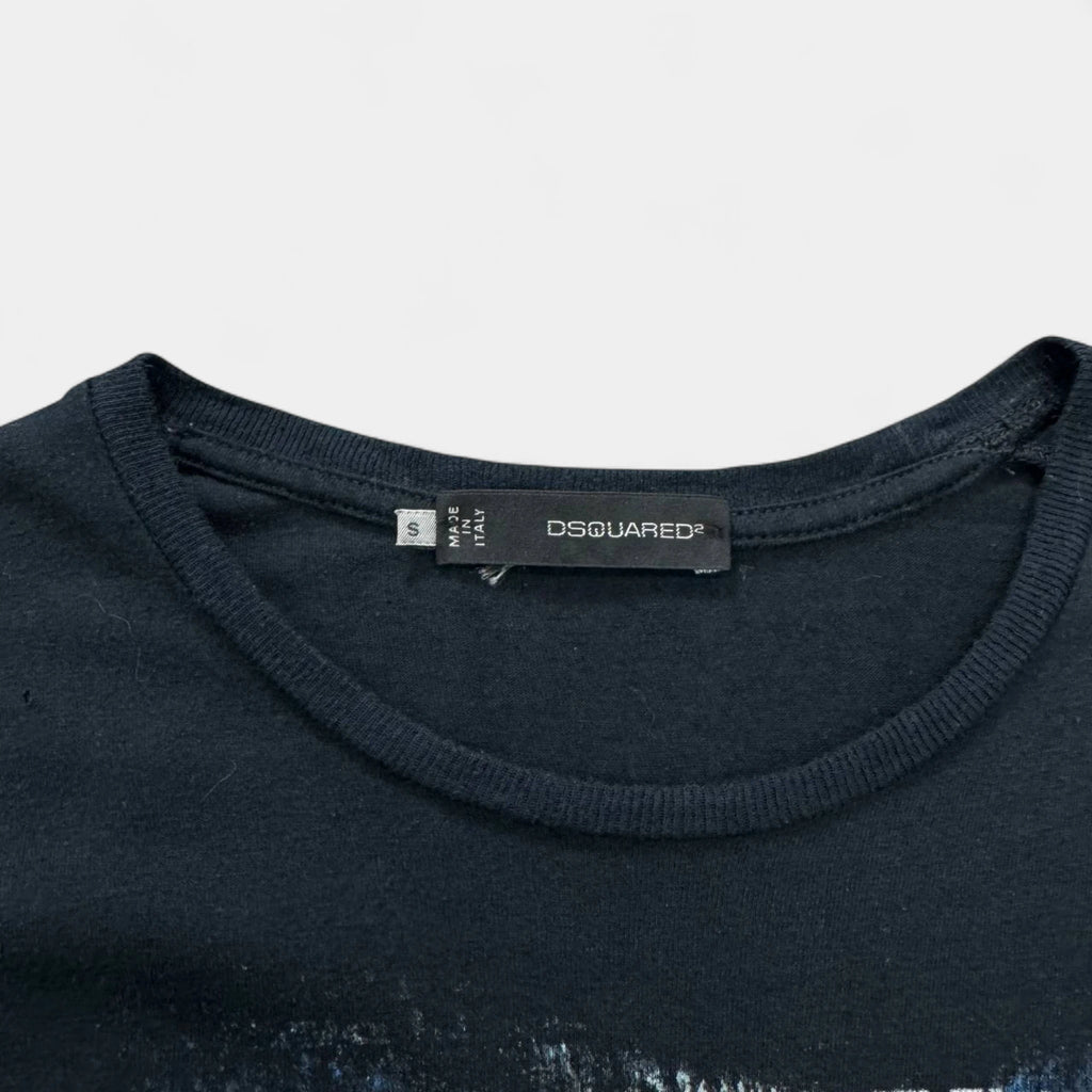 Dsquared2 Distressed Rock-Inspired Black Graphic T-Shirt