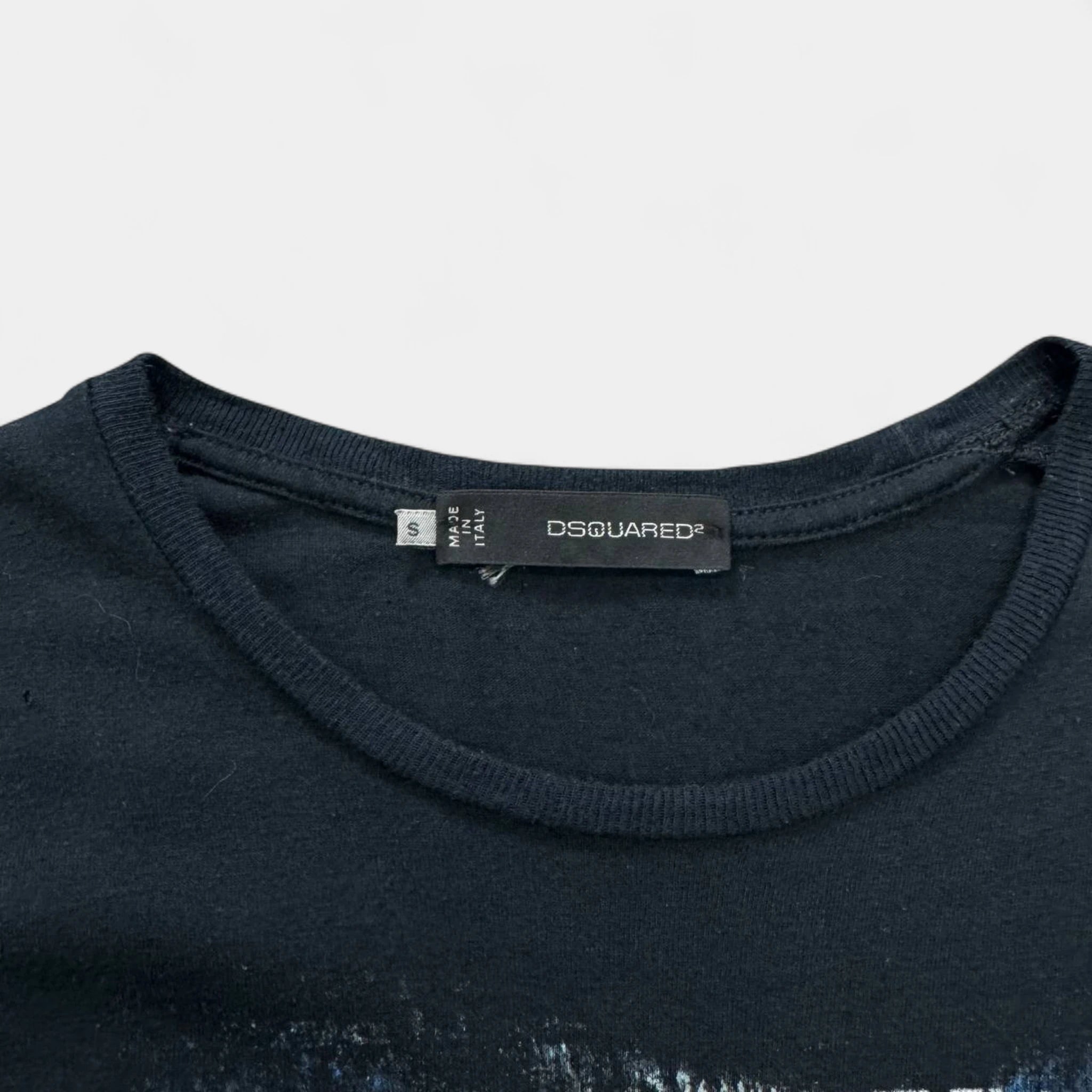 Dsquared2 Distressed Rock-Inspired Black Graphic T-Shirt