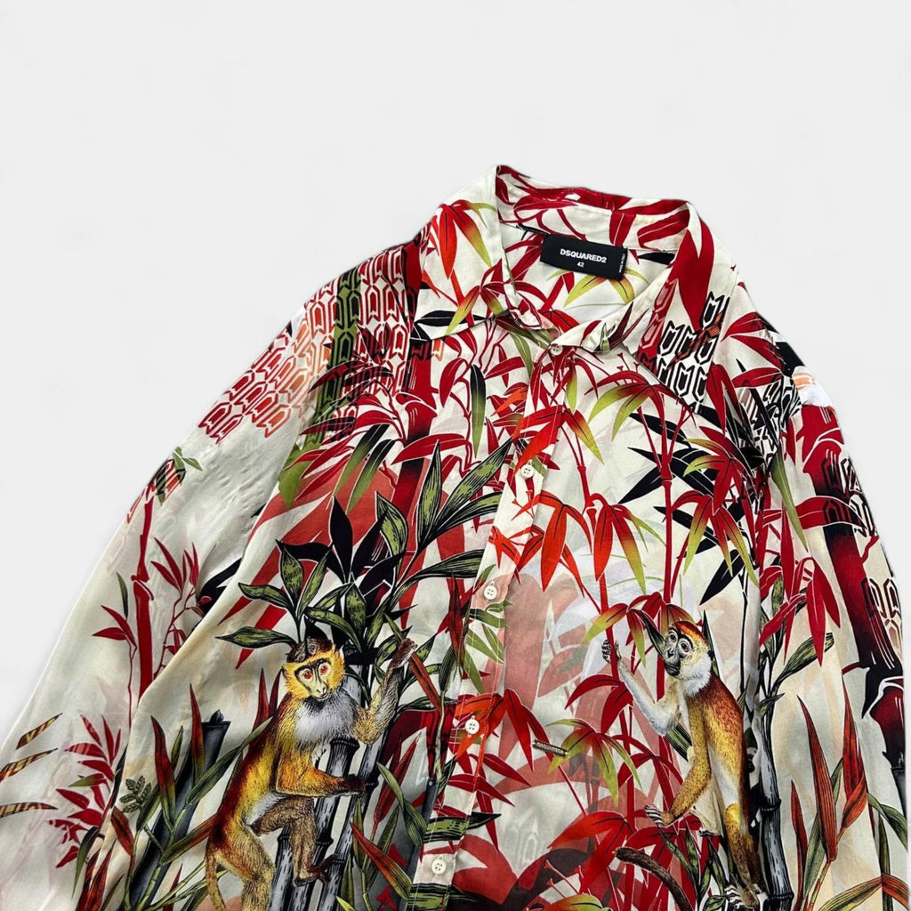 Dsquared2 SS17 "Chinoiserie" Jungle Print Silk Shirt