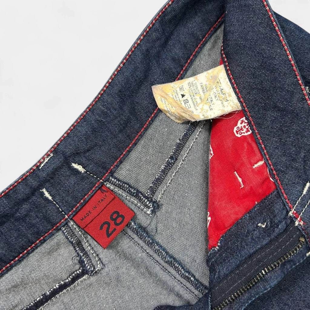 Marithé + François Girbaud Classic Wide Leg Dark Denim Three-Quarter Pants