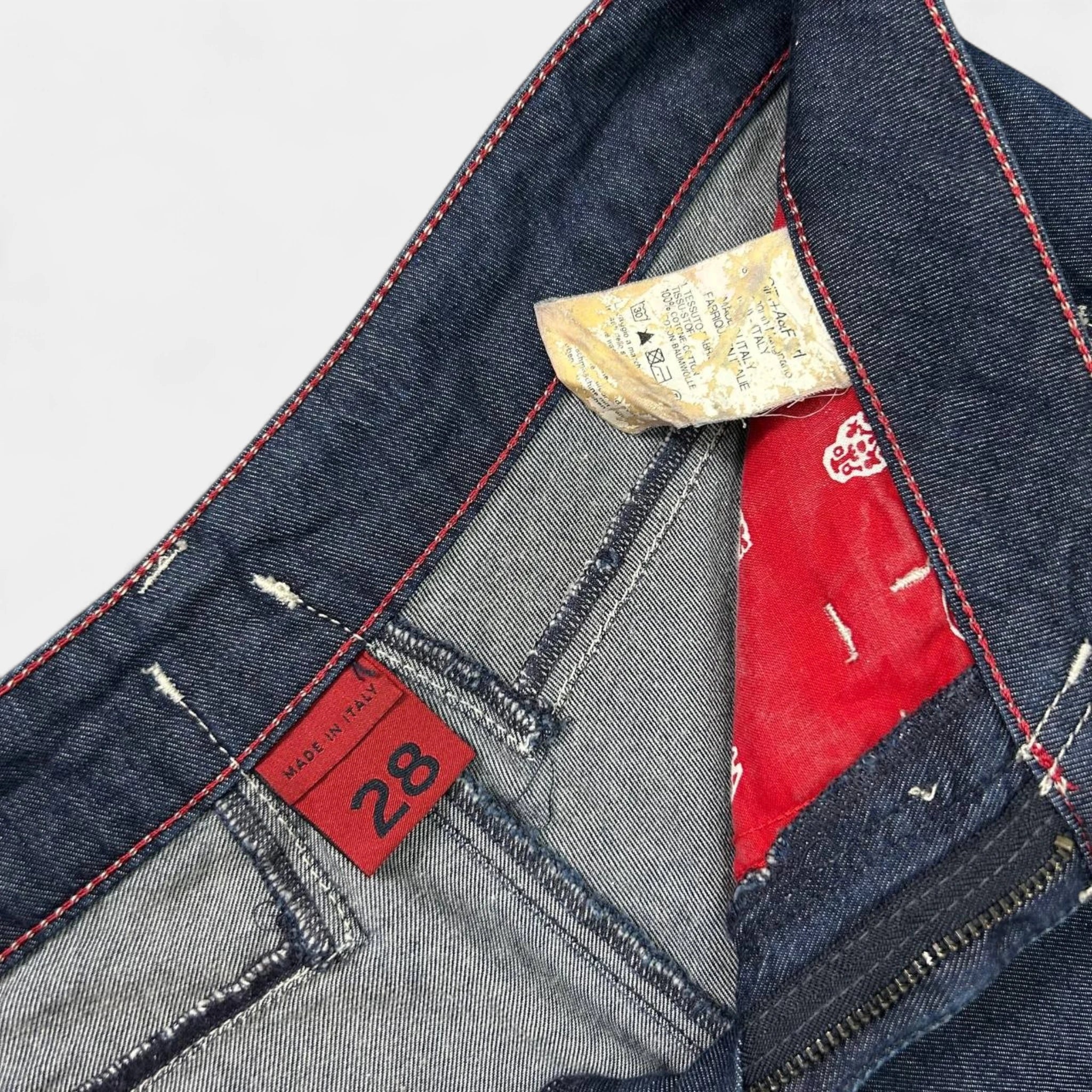 Marithé + François Girbaud Classic Wide Leg Dark Denim Three-Quarter Pants