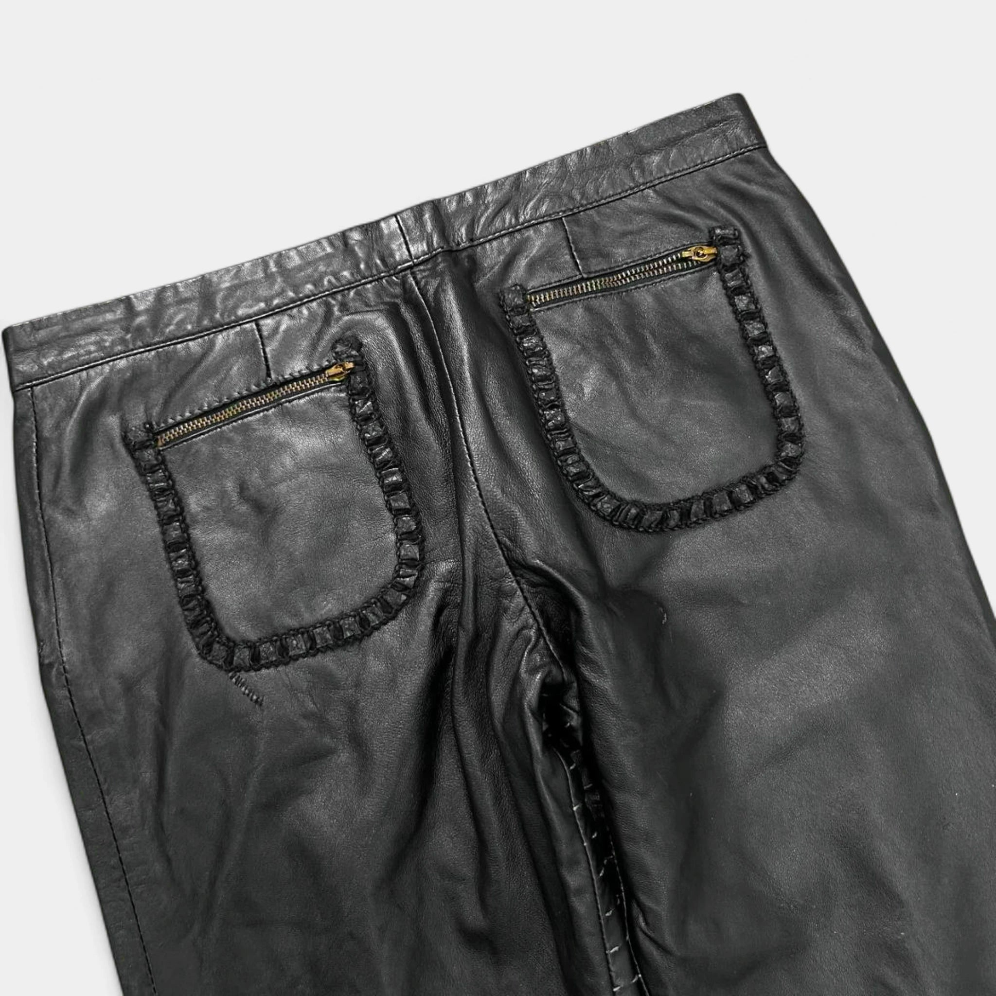 Just Cavalli 2000s Sashiko Leather Flared Pants