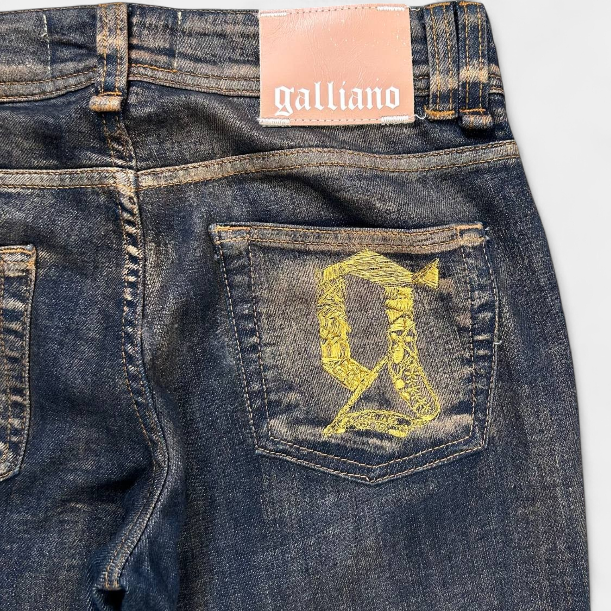 Galliano Gold Metallic Dark Blue Jeans