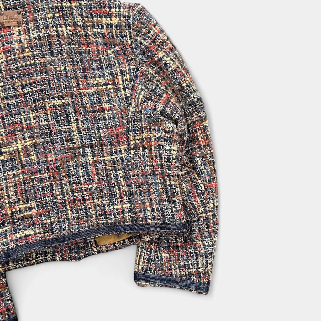 Dolce & Gabbana 2000's Tweed Dark Denim Contrast Jacket