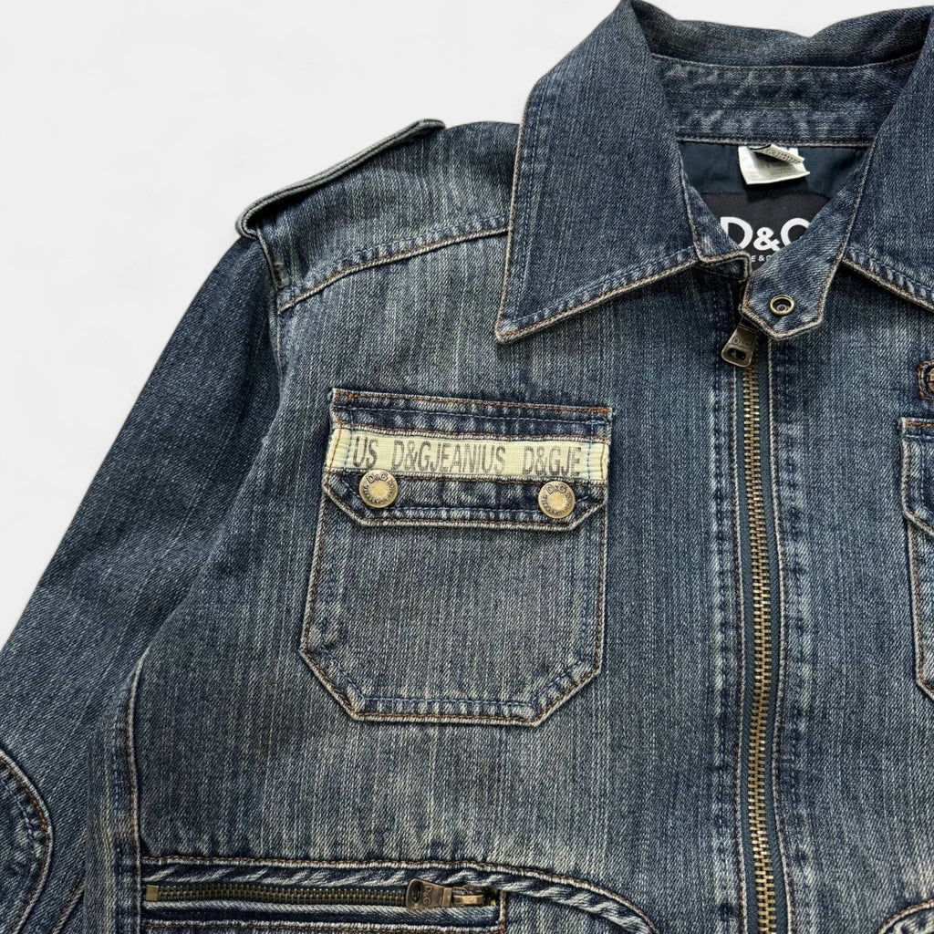 Dolce & Gabbana 2000s Heavy Wash Denim Jacket Blue