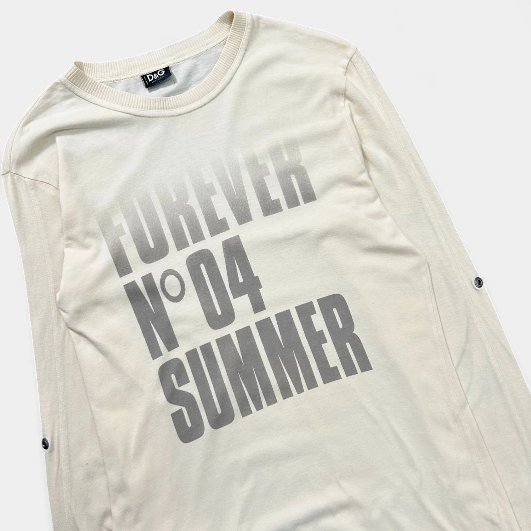 Dolce & Gabbana 2000s "Forever N04" Beige Graphic Long Sleeve