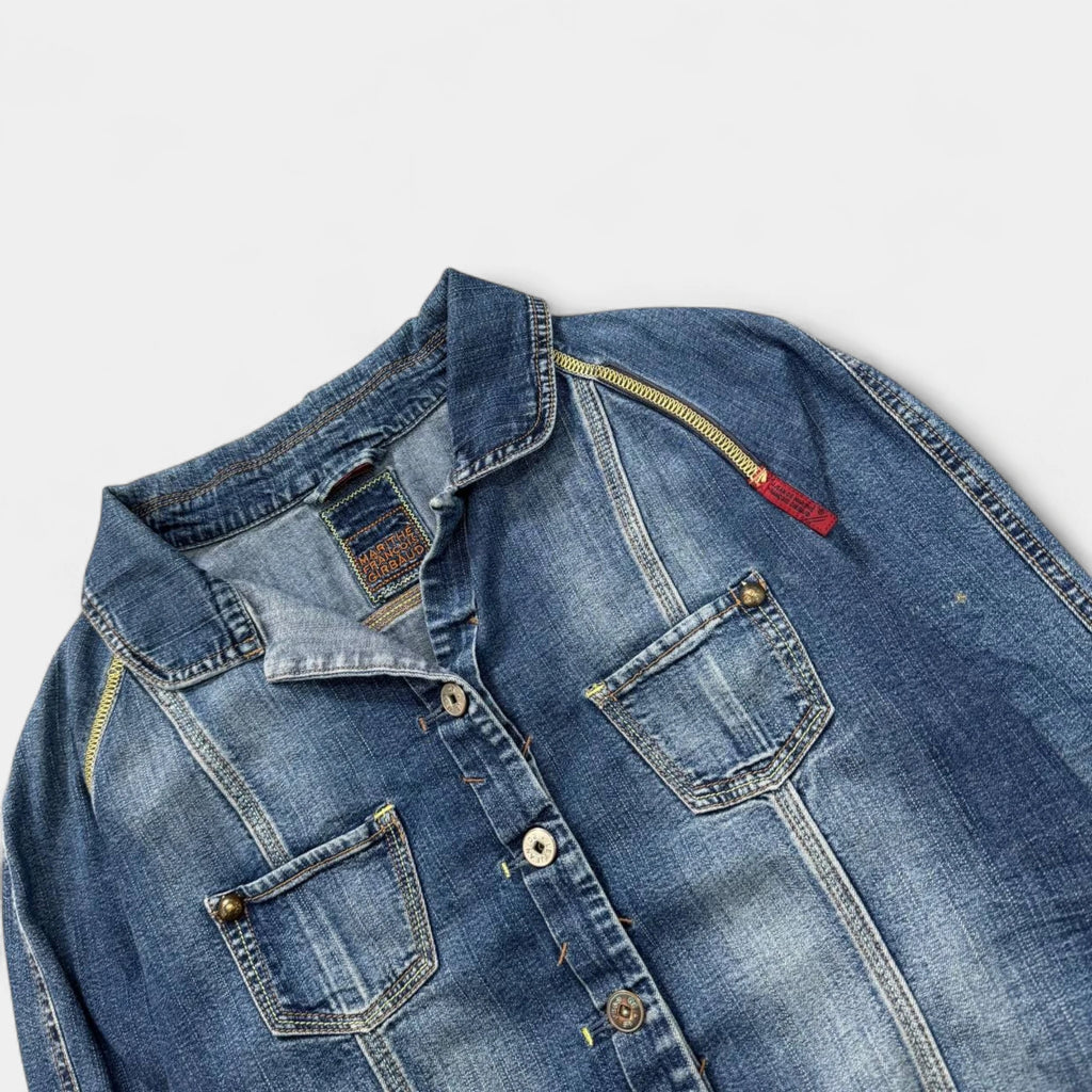 Marithé François Girbaud 2000s Light Wash Technical Denim Jacket