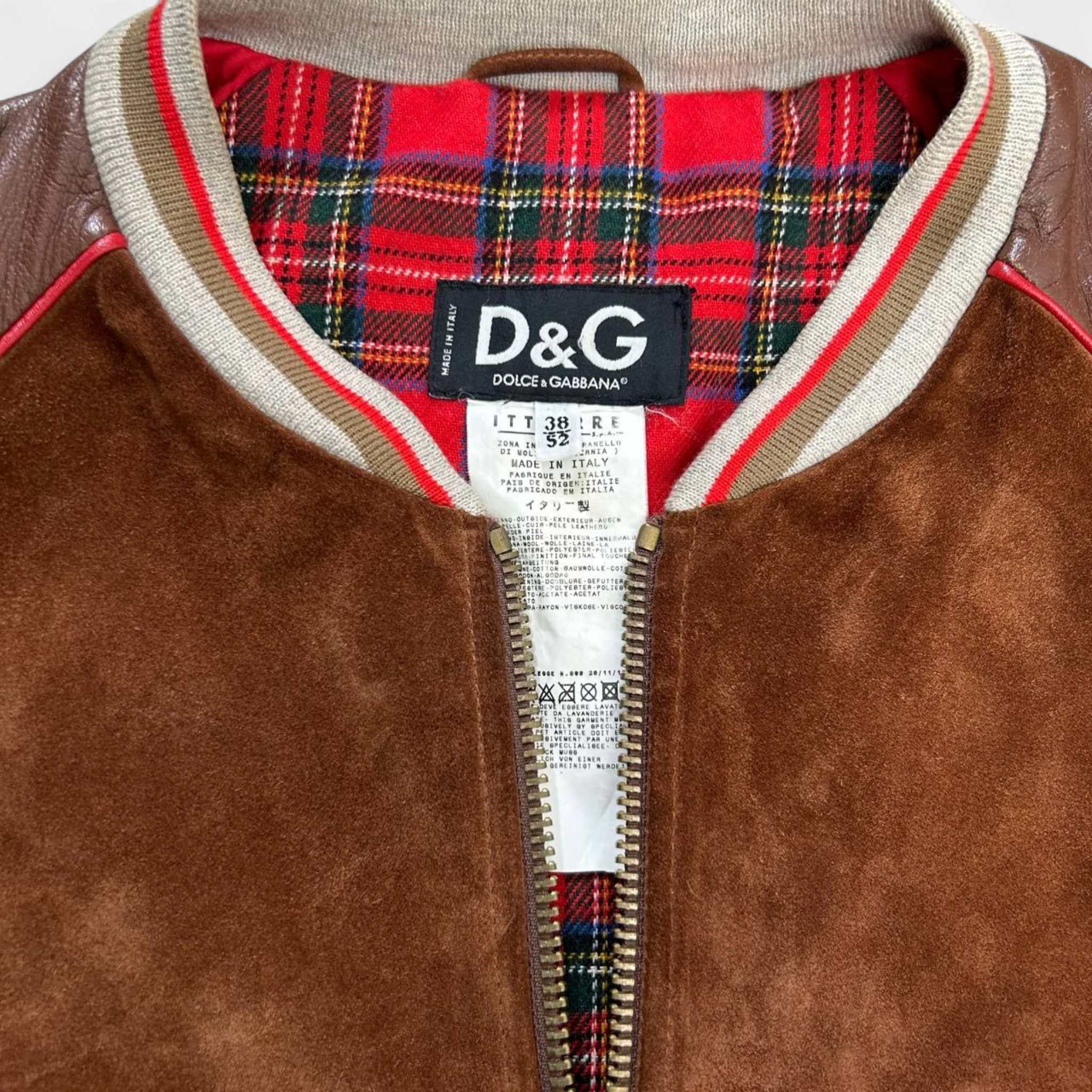 Dolce & Gabbana Leather Suede Brown Varsity Jacket