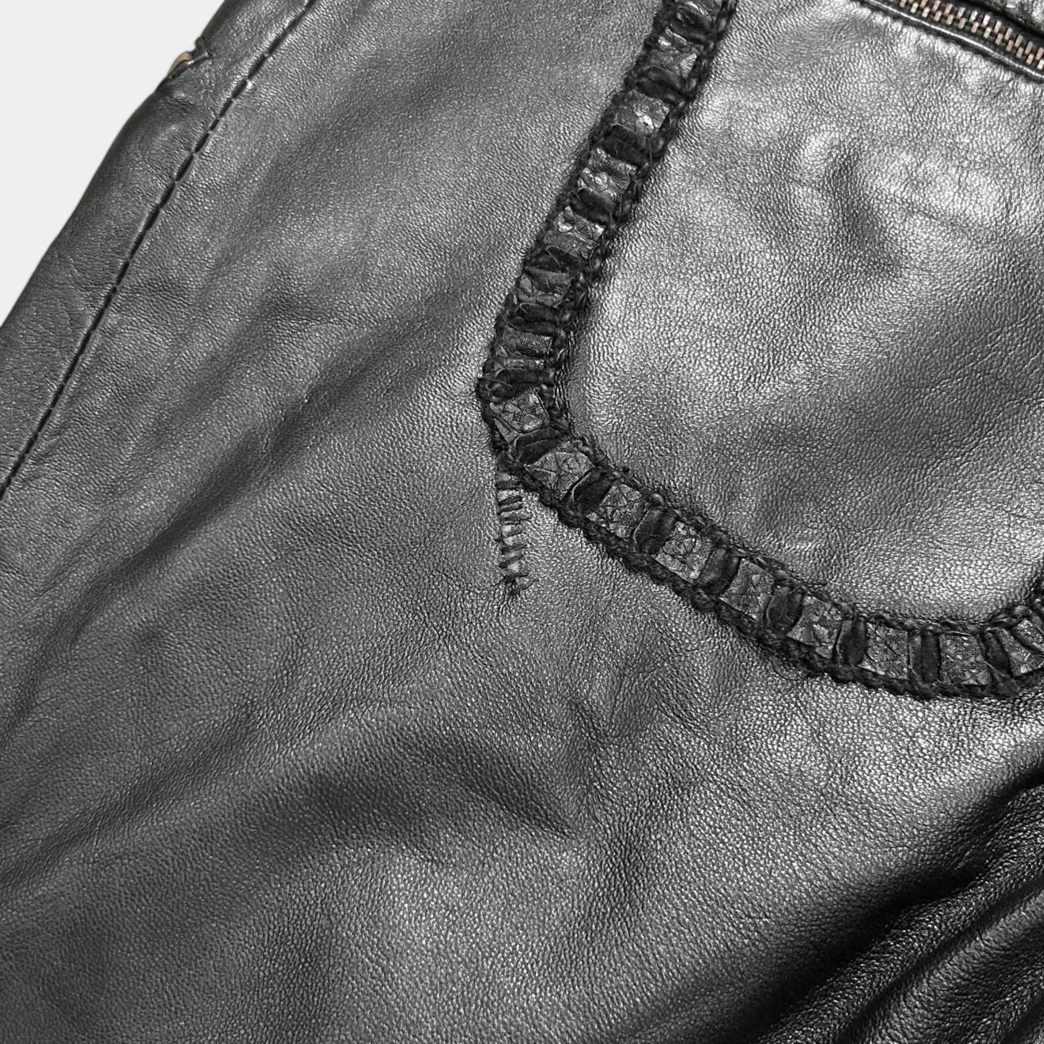 Just Cavalli 2000s Sashiko Leather Flared Pants