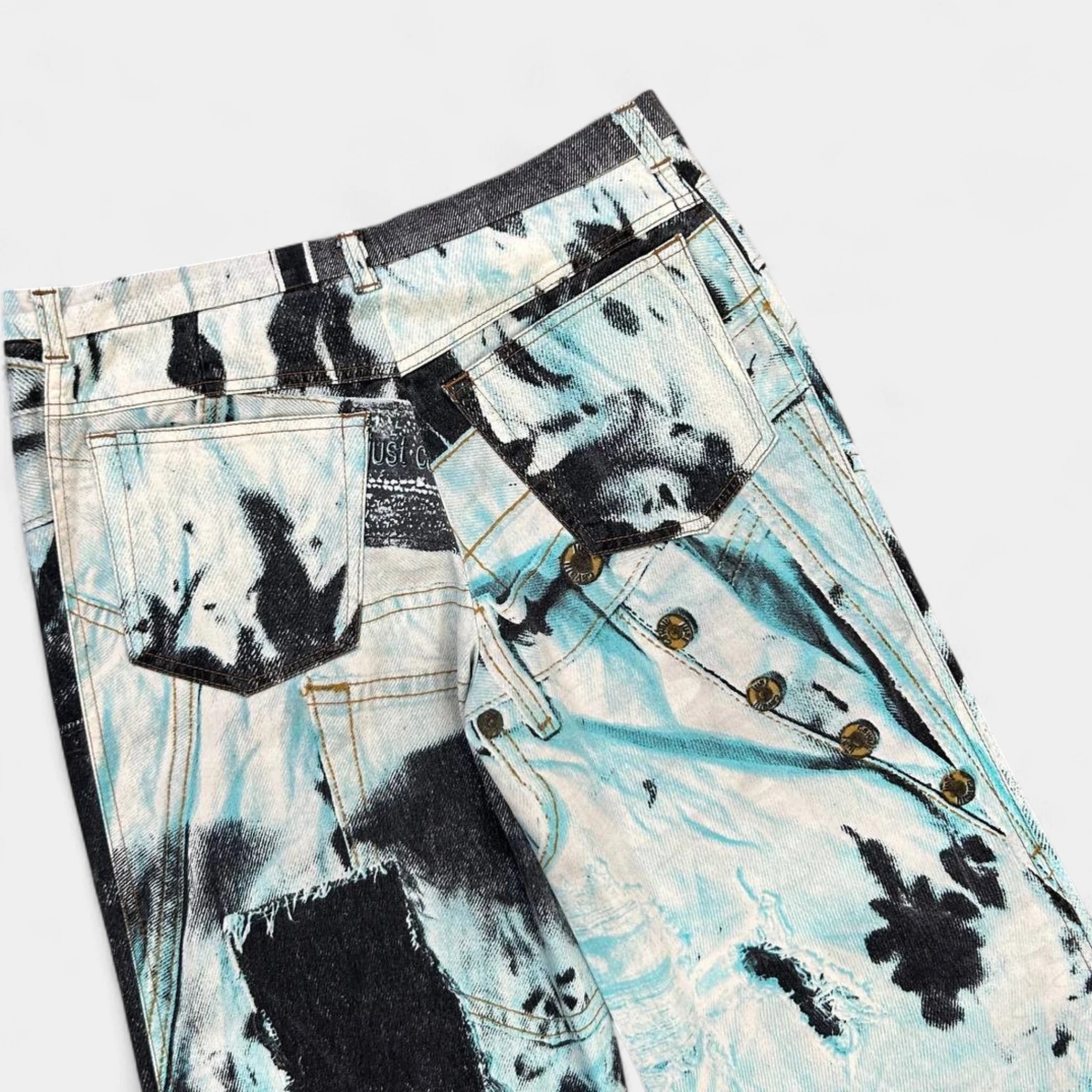 Just Cavalli Denim on Denim Printed Teal Jeans