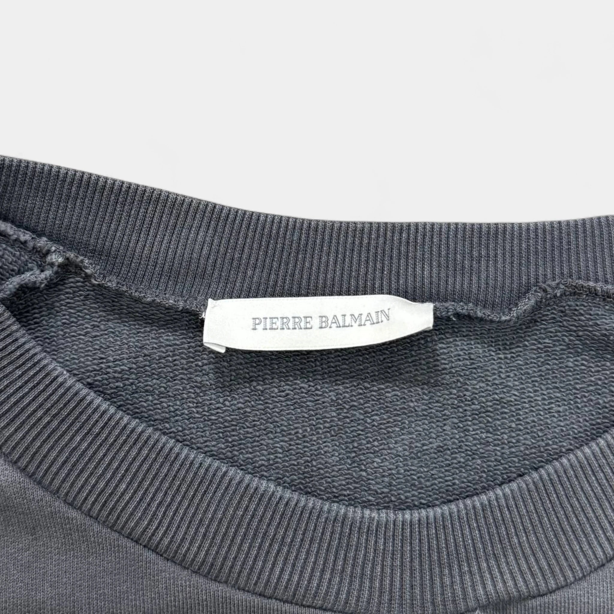 Pierre Balmain Faded Grey Biker Multi-Zip Sweatshirt