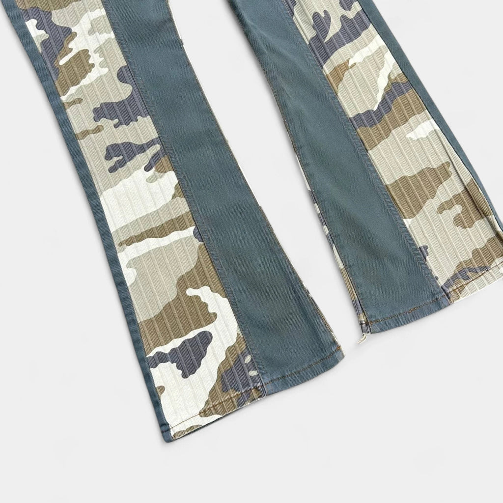 Just Cavalli Vintage Camouflage Green Flared Pants
