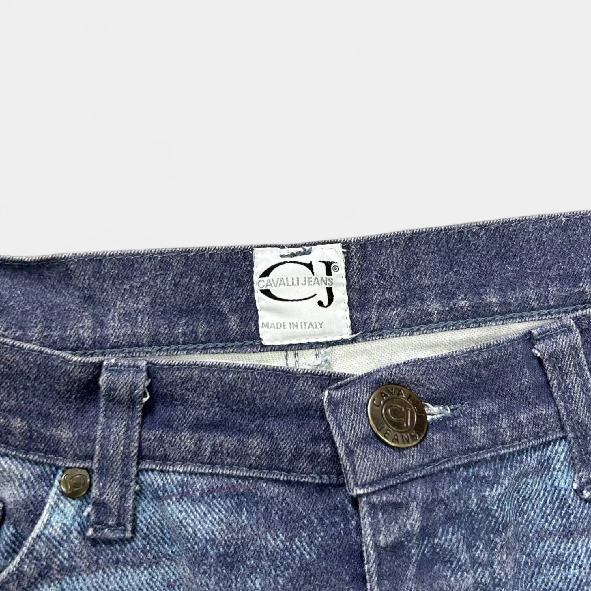 Cavalli Blue Printed Denim Jeans