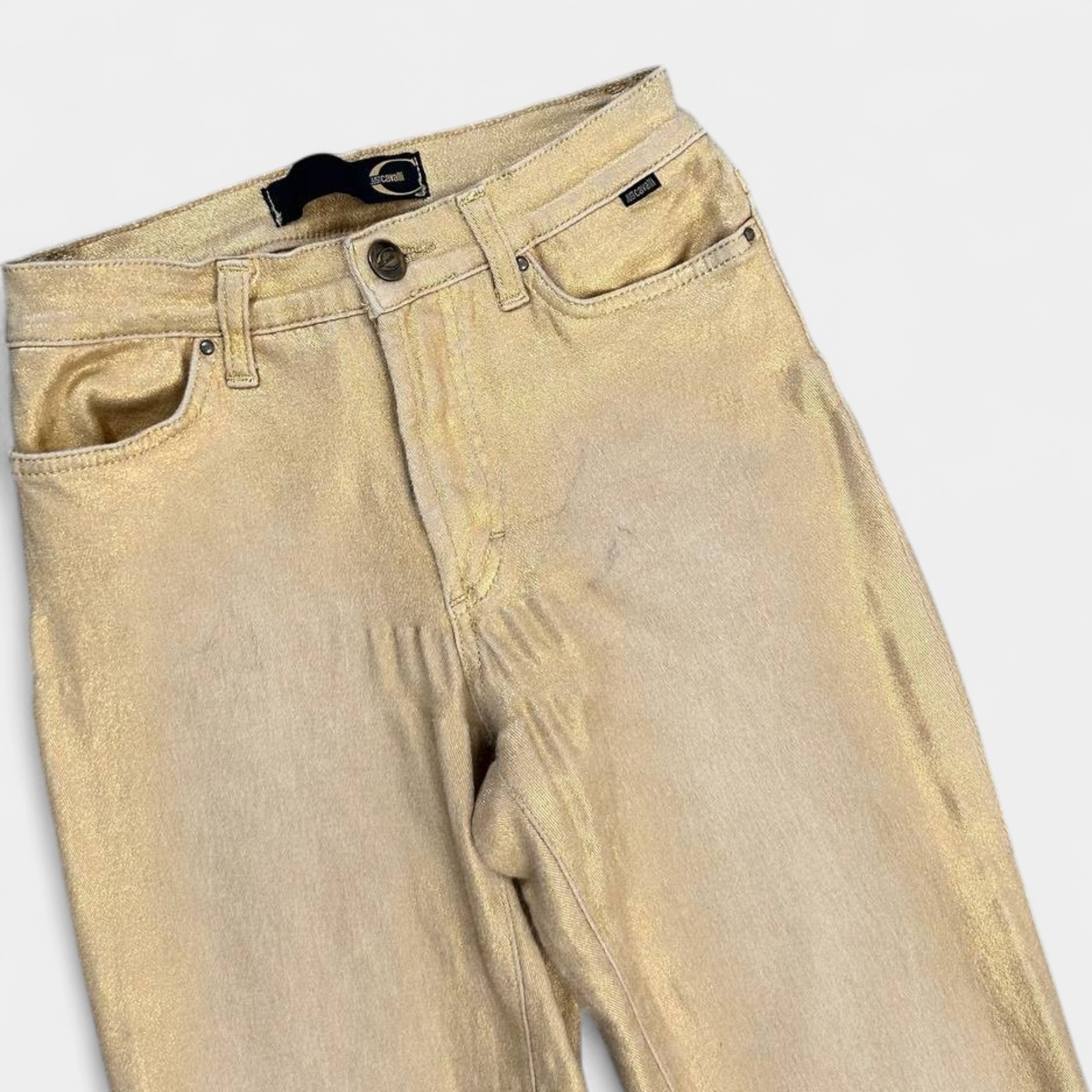 Cavalli Metallic Gold Straight Leg Jeans