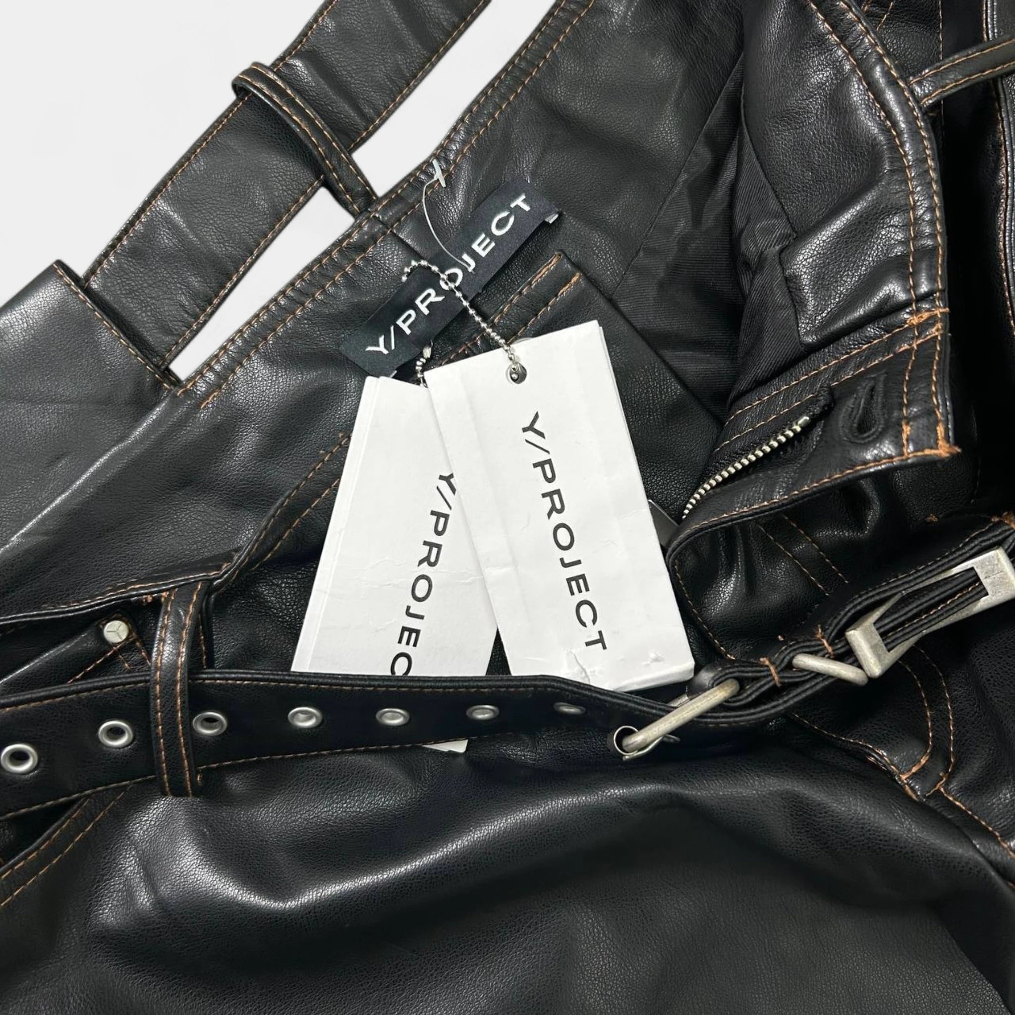 Y-Project Double Waisted Leather Wide Pants