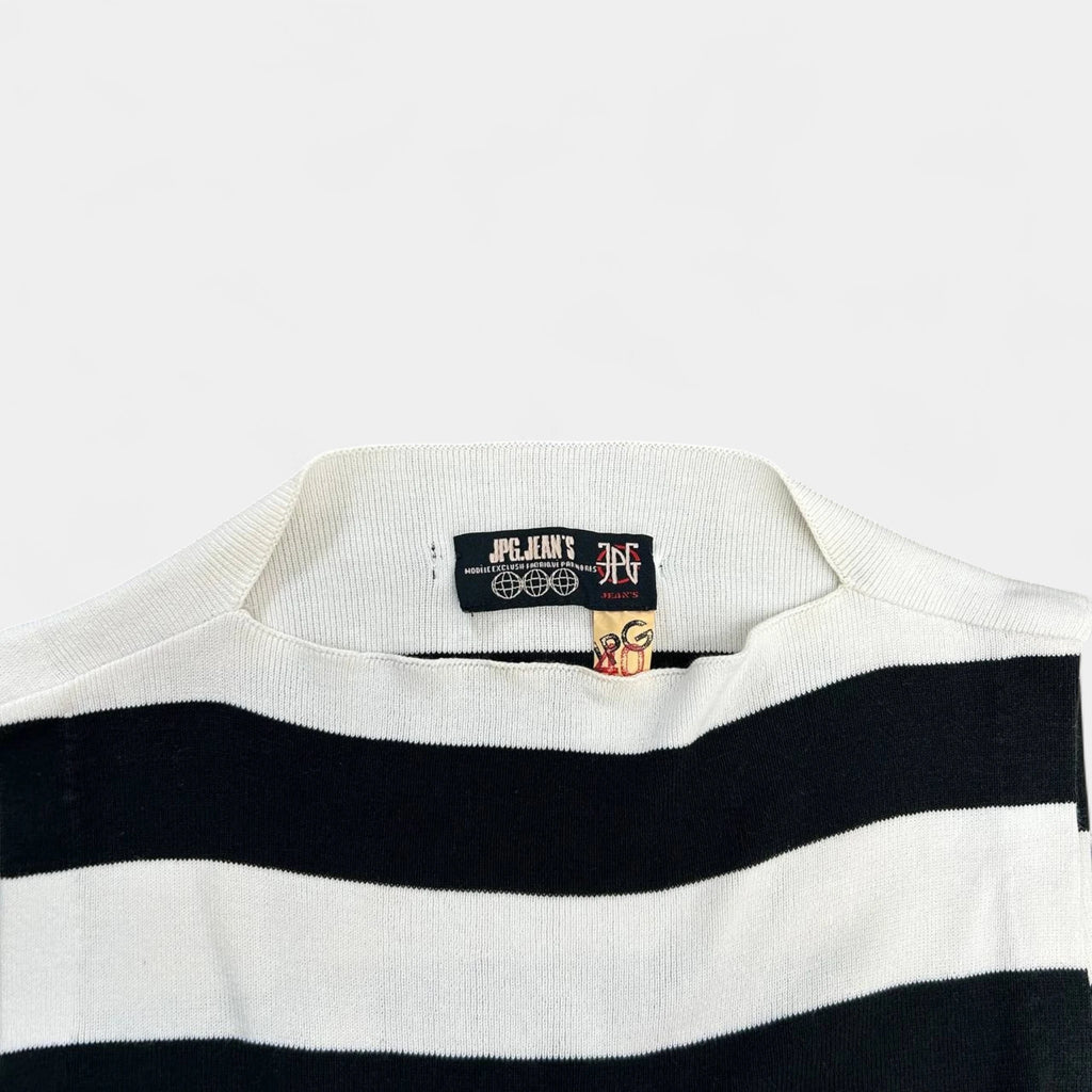 Jean Paul Gaultier Classic Black and White Striped Ribbed T-Shirt
