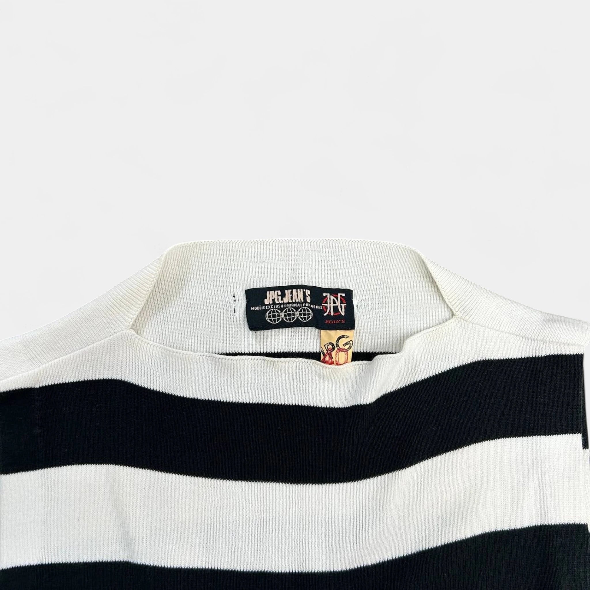 Jean Paul Gaultier Classic Black and White Striped Ribbed T-Shirt