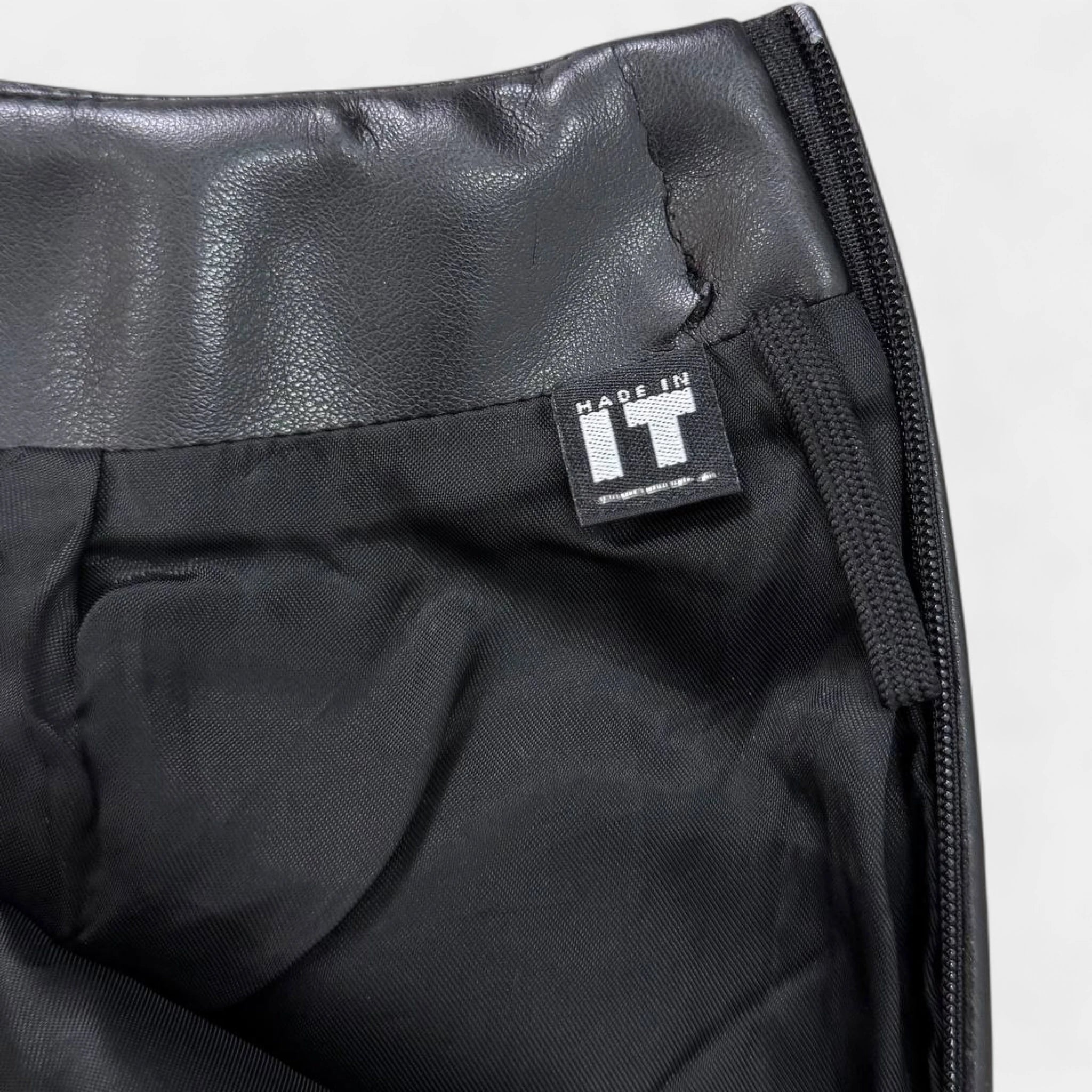 Versace Studded Black V-Leather Mini Skirt