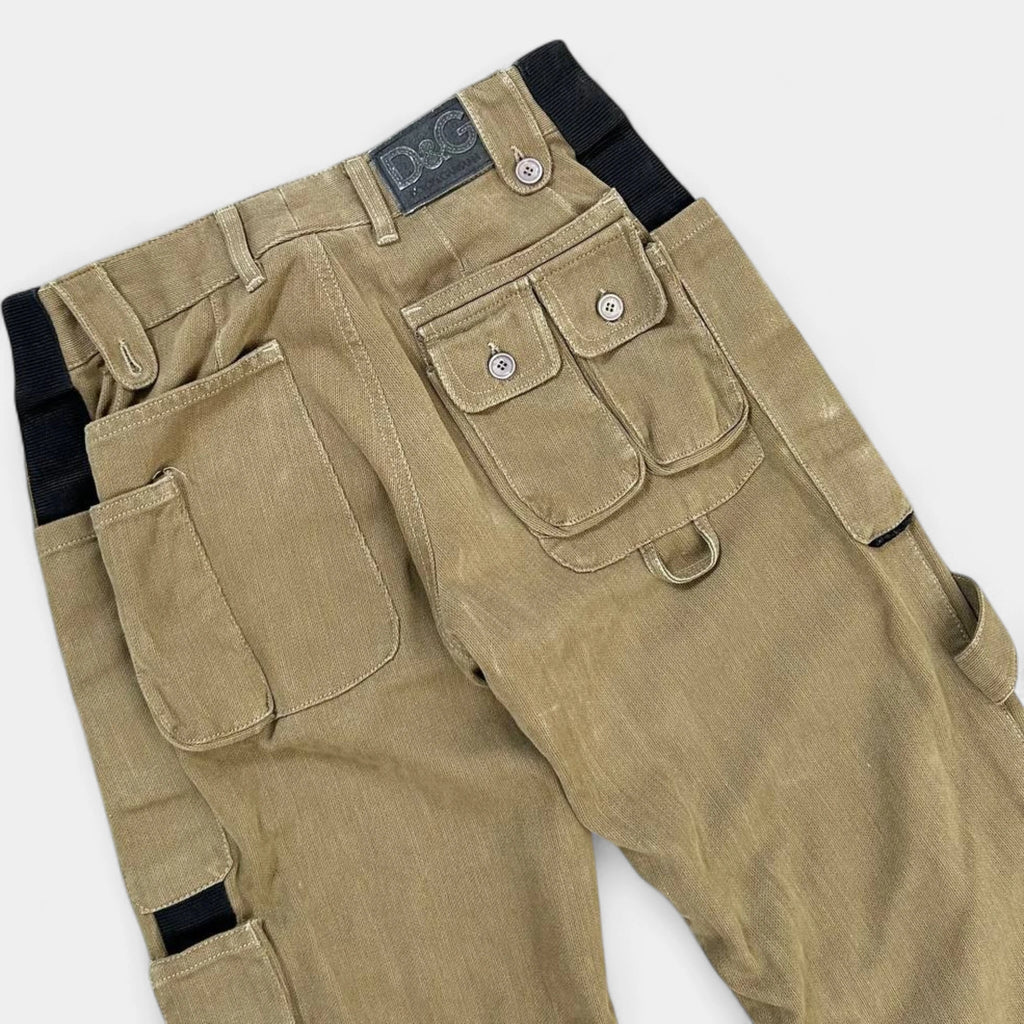 Dolce & Gabbana AW03 Cargo Flare Beige Pants