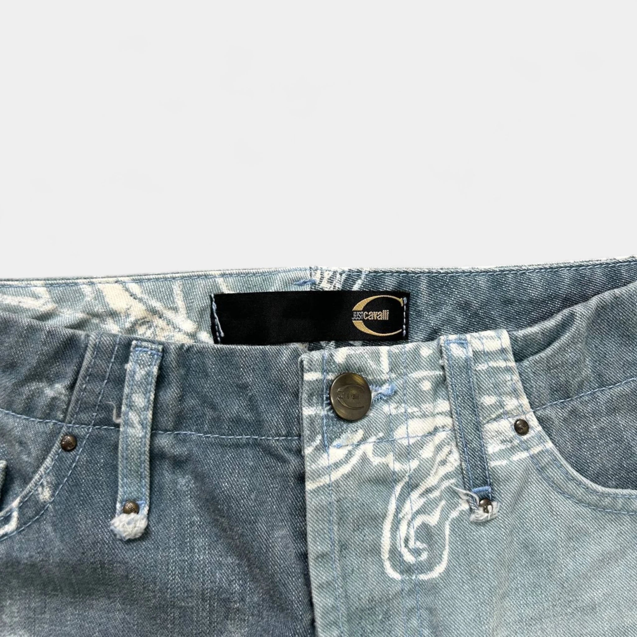 Just Cavalli Light Blue Bandana Print Flared Jeans