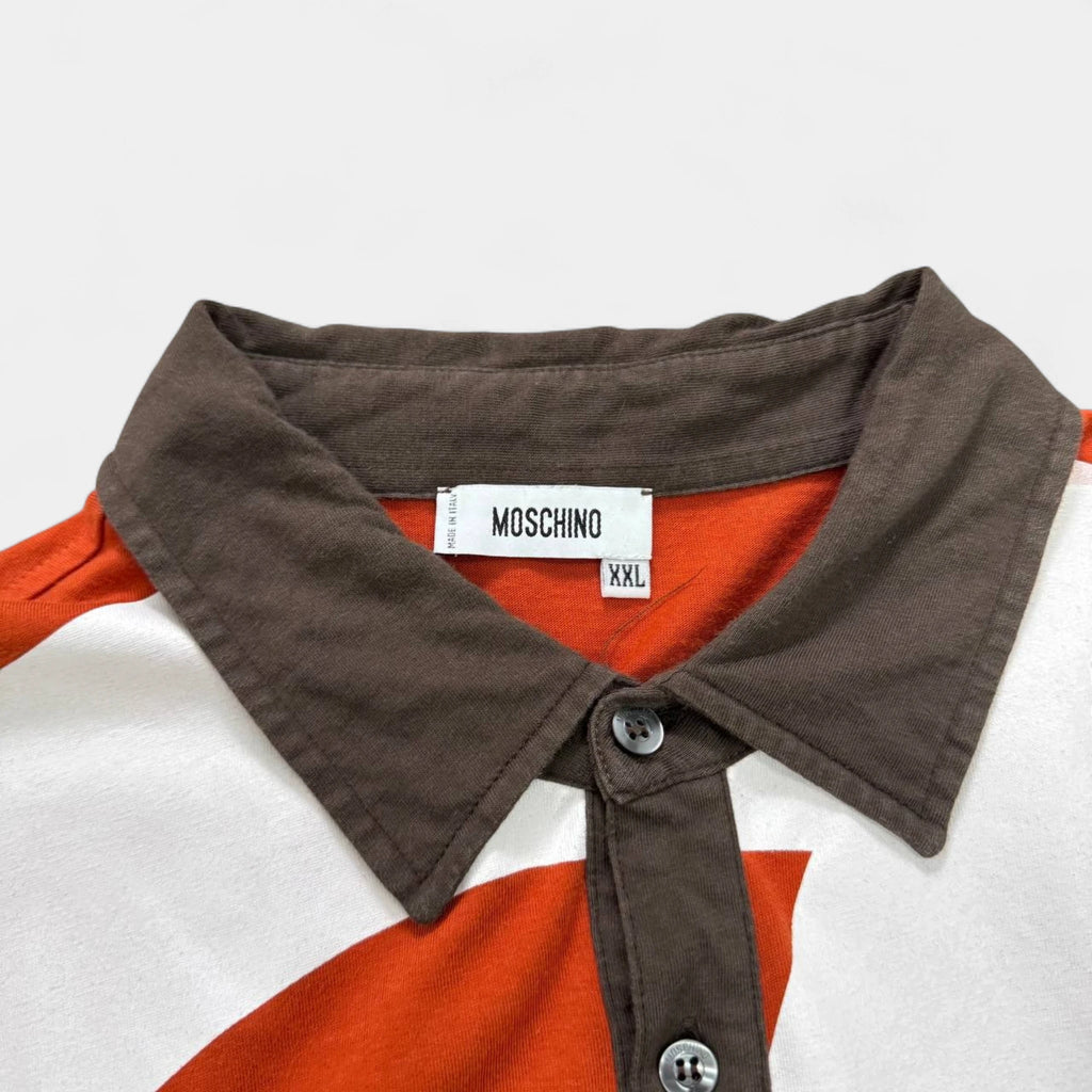 Moschino 2000s Peace Symbol Polo Shirt Orange