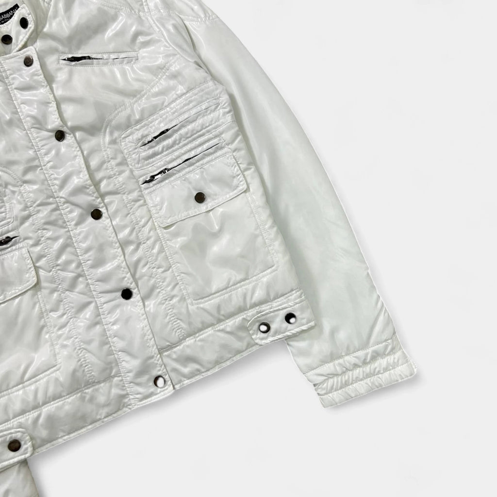 Dolce & Gabbana White Nylon Cargo Jacket