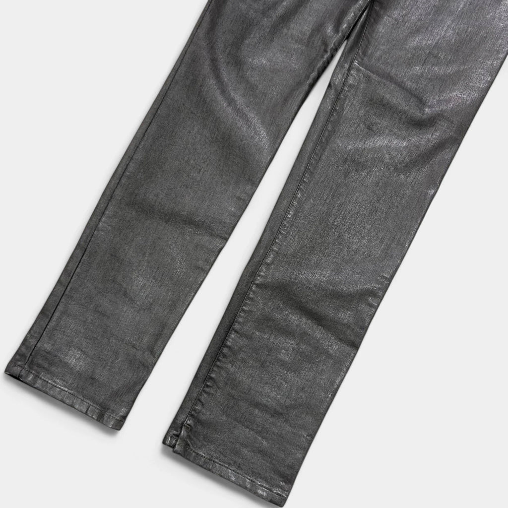 Diesel 2000's Metallic Gray Skinny Waxed Denim Pants