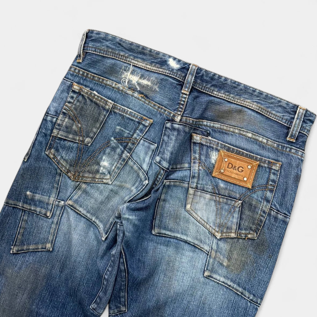 Dolce & Gabbana Distressed Patchwork Mud-Wash Jeans