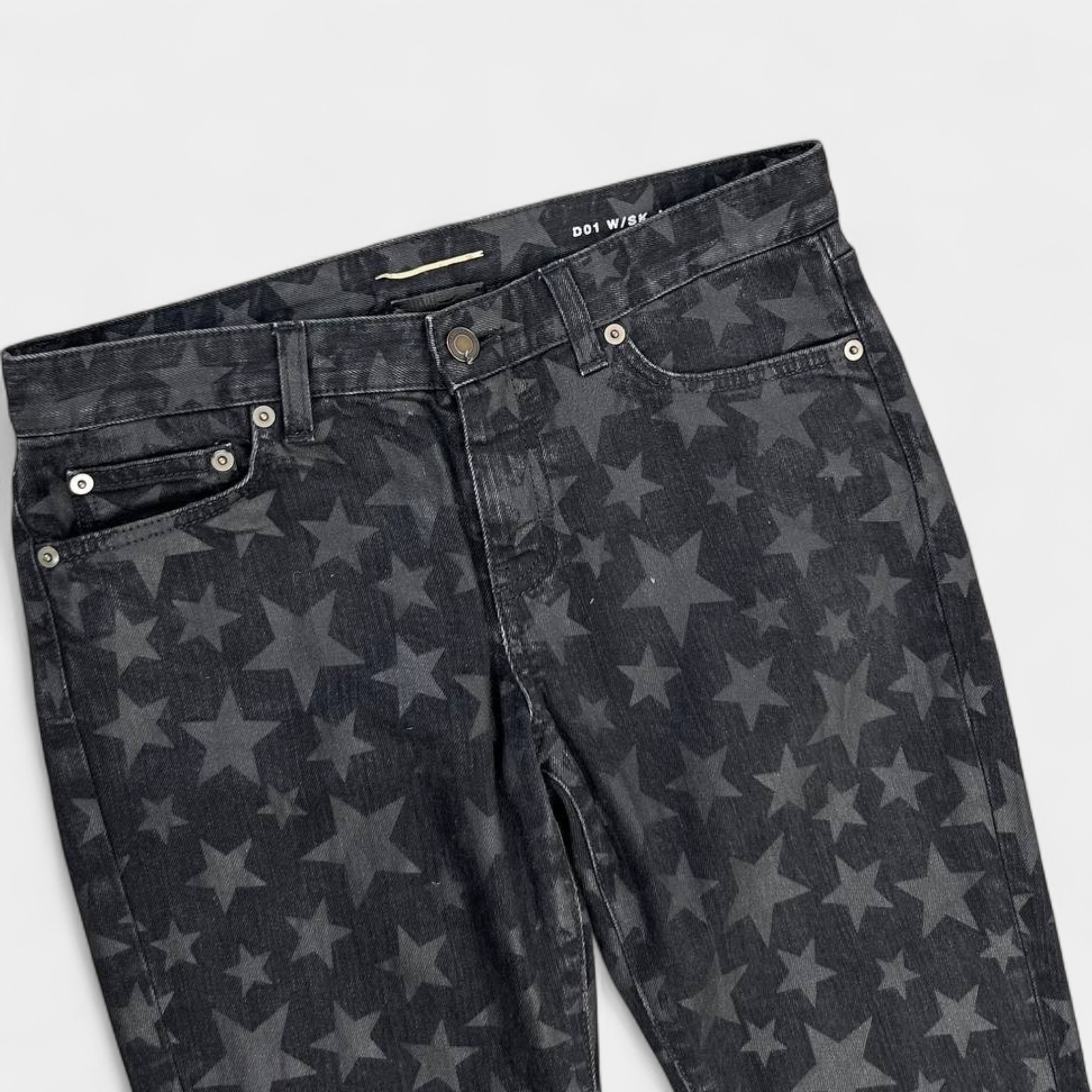 Saint Laurent Hedi Slimane Rocker Black Star Print Skinny Jeans