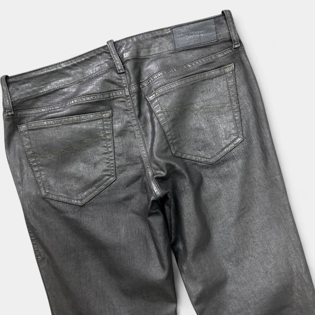 Diesel 2000's Metallic Gray Skinny Waxed Denim Pants