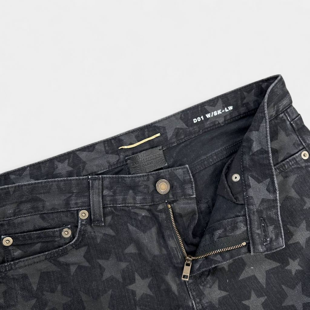 Saint Laurent Hedi Slimane Rocker Black Star Print Skinny Jeans