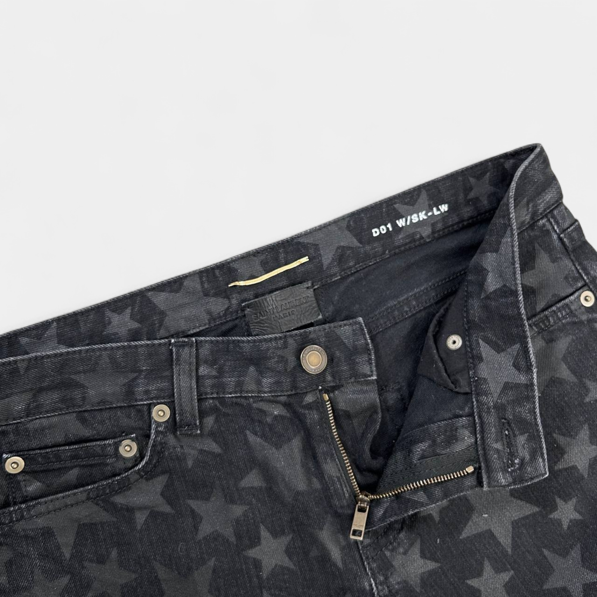 Saint Laurent Hedi Slimane Rocker Black Star Print Skinny Jeans