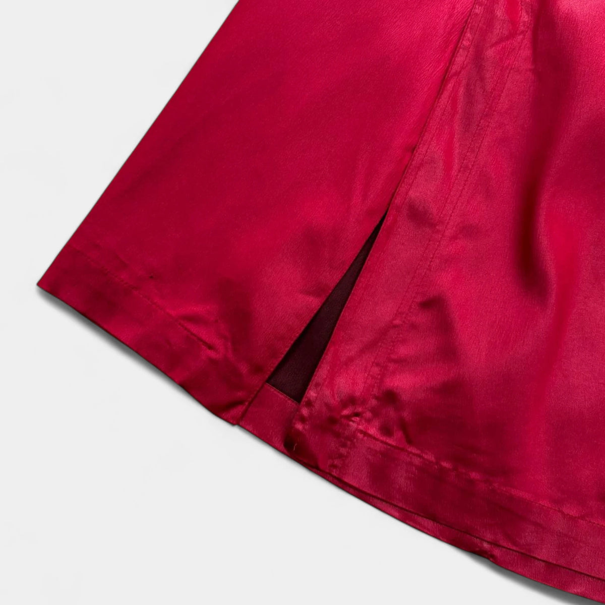 Plein Sud 2000s Asymmetrical Red Satin Midi Skirt