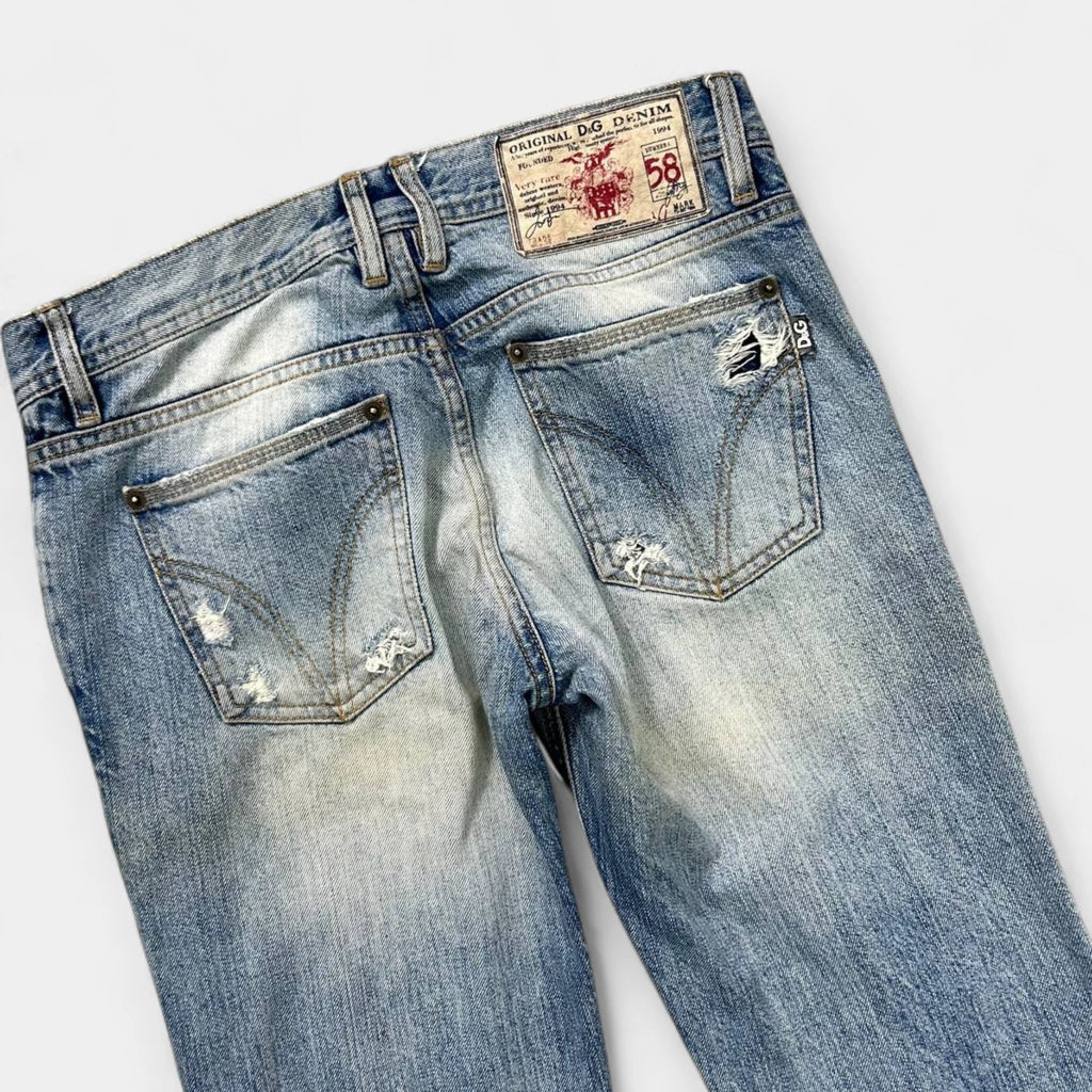 Dolce & Gabbana Straight Leg Distressed Blue Jeans