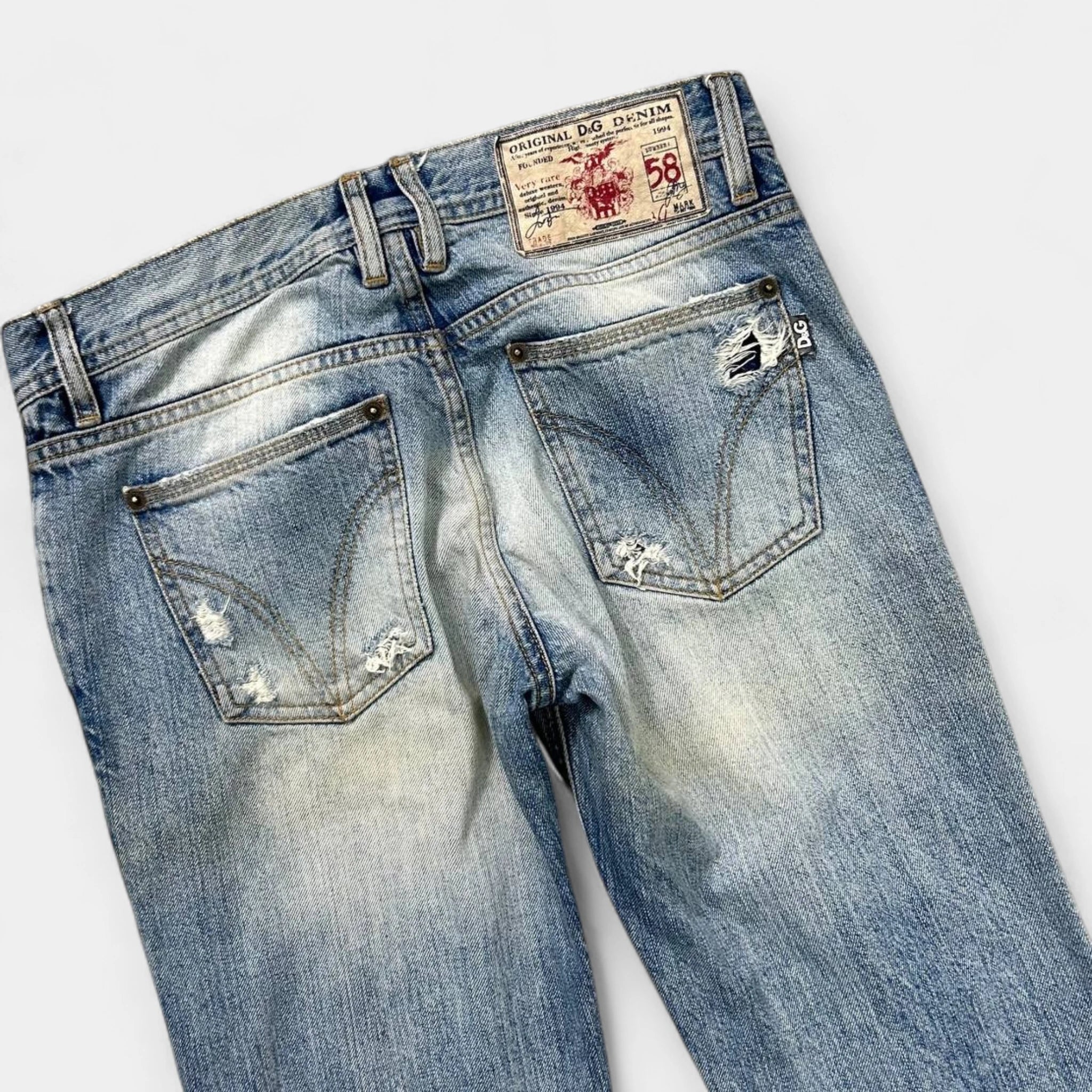 Dolce & Gabbana Straight Leg Distressed Blue Jeans