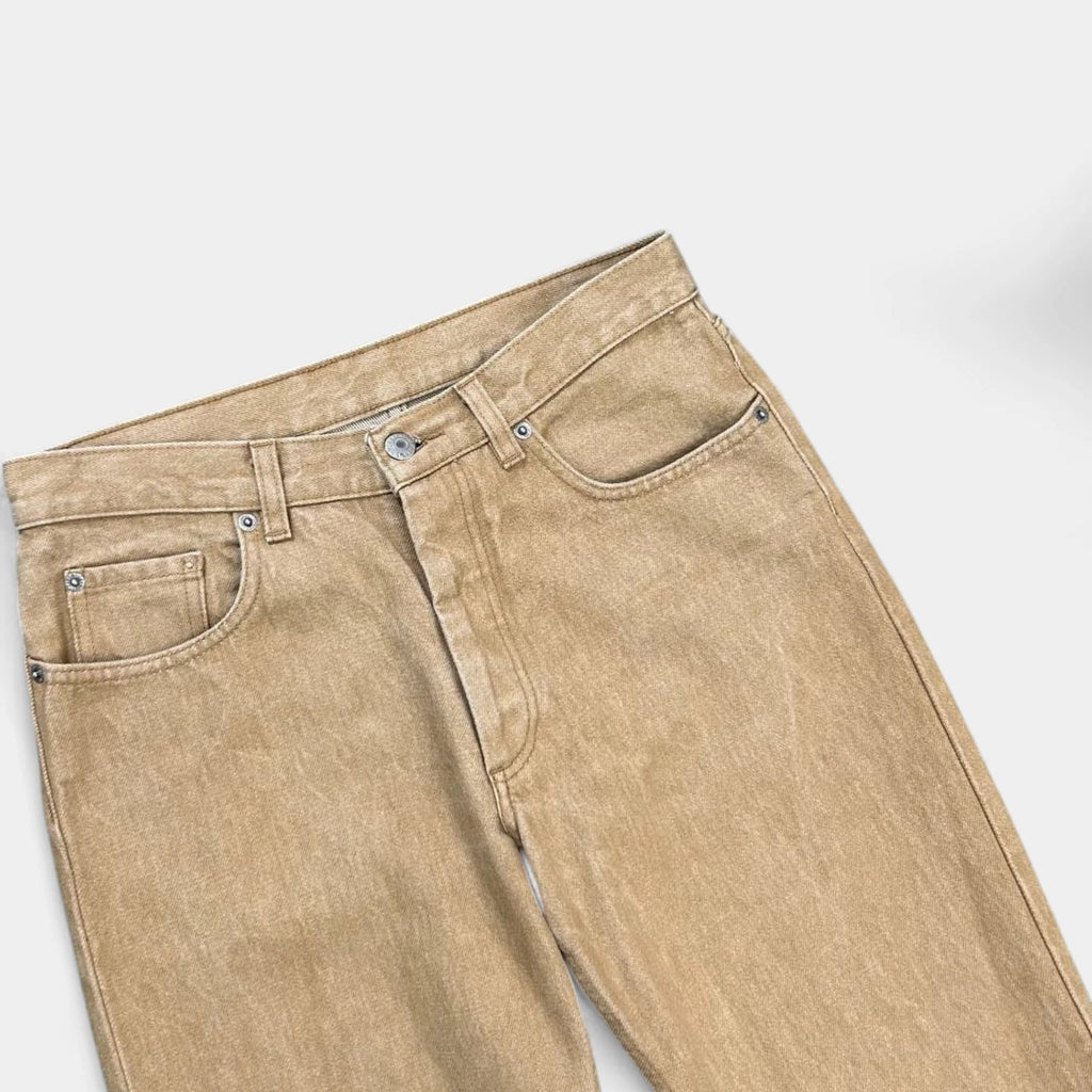 Helmut Lang Classic Straight Leg Beige Brown Pants