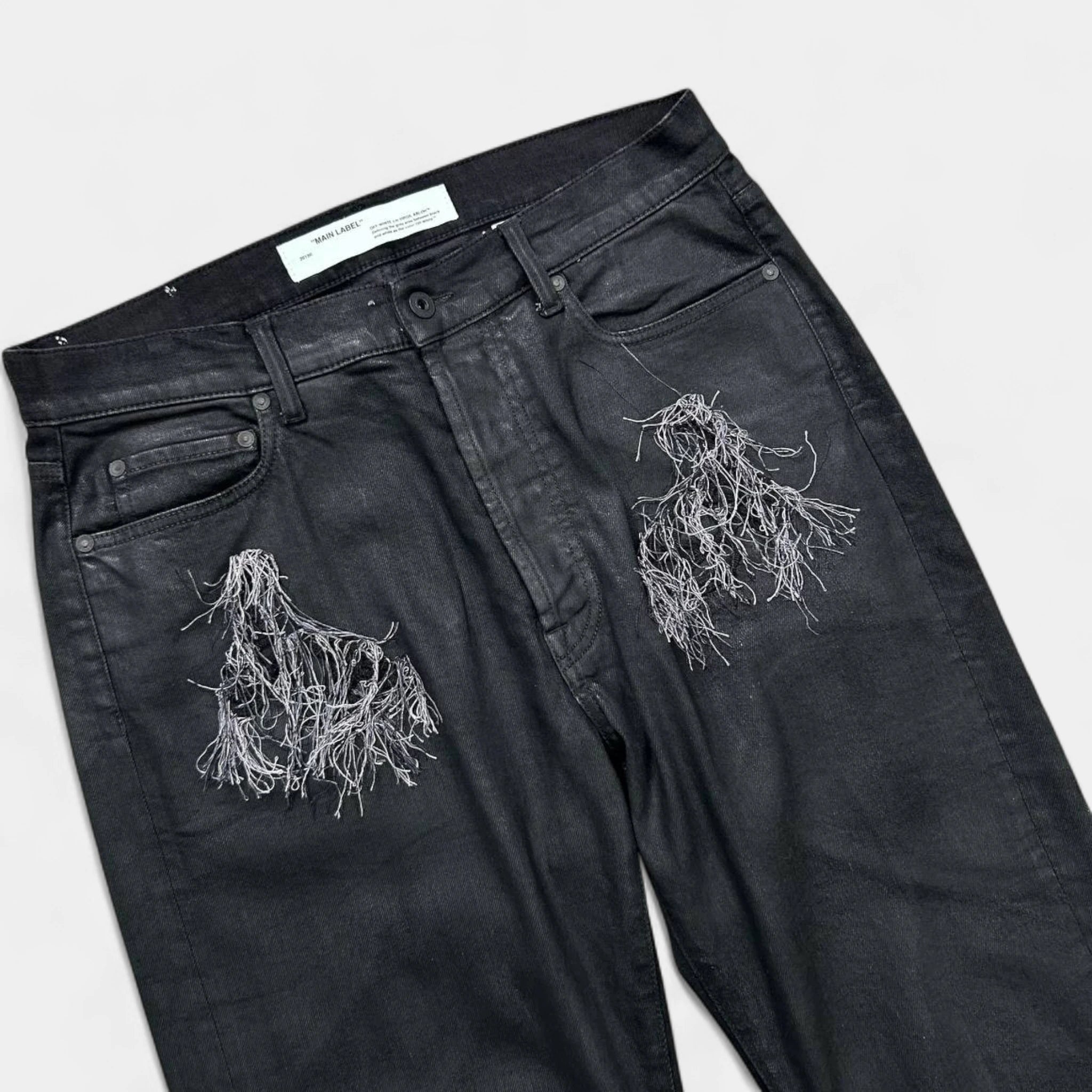 Off-White 2023 Waxed Black Denim Pants