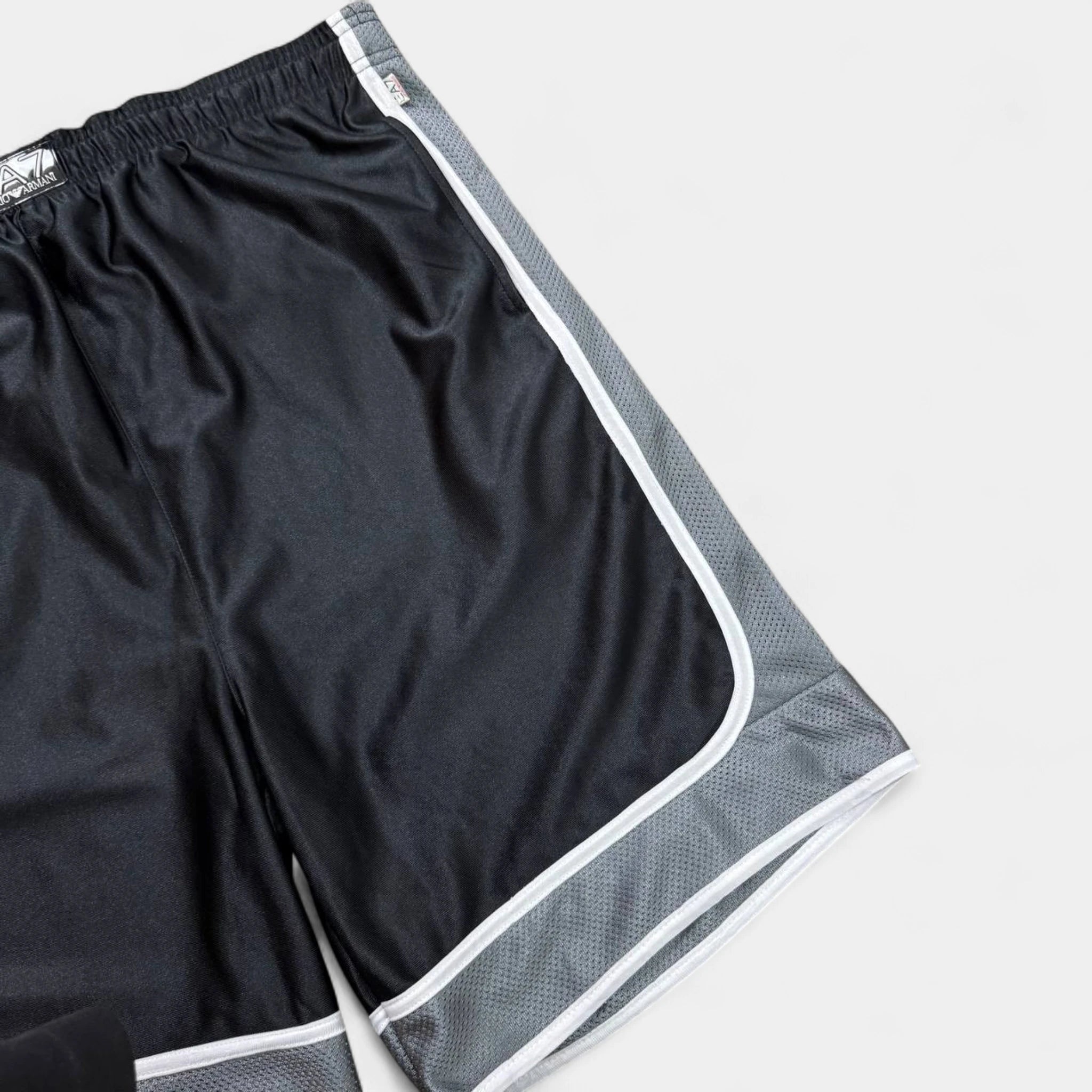 EA7 Emporio Armani Black Mesh Basketball Shorts