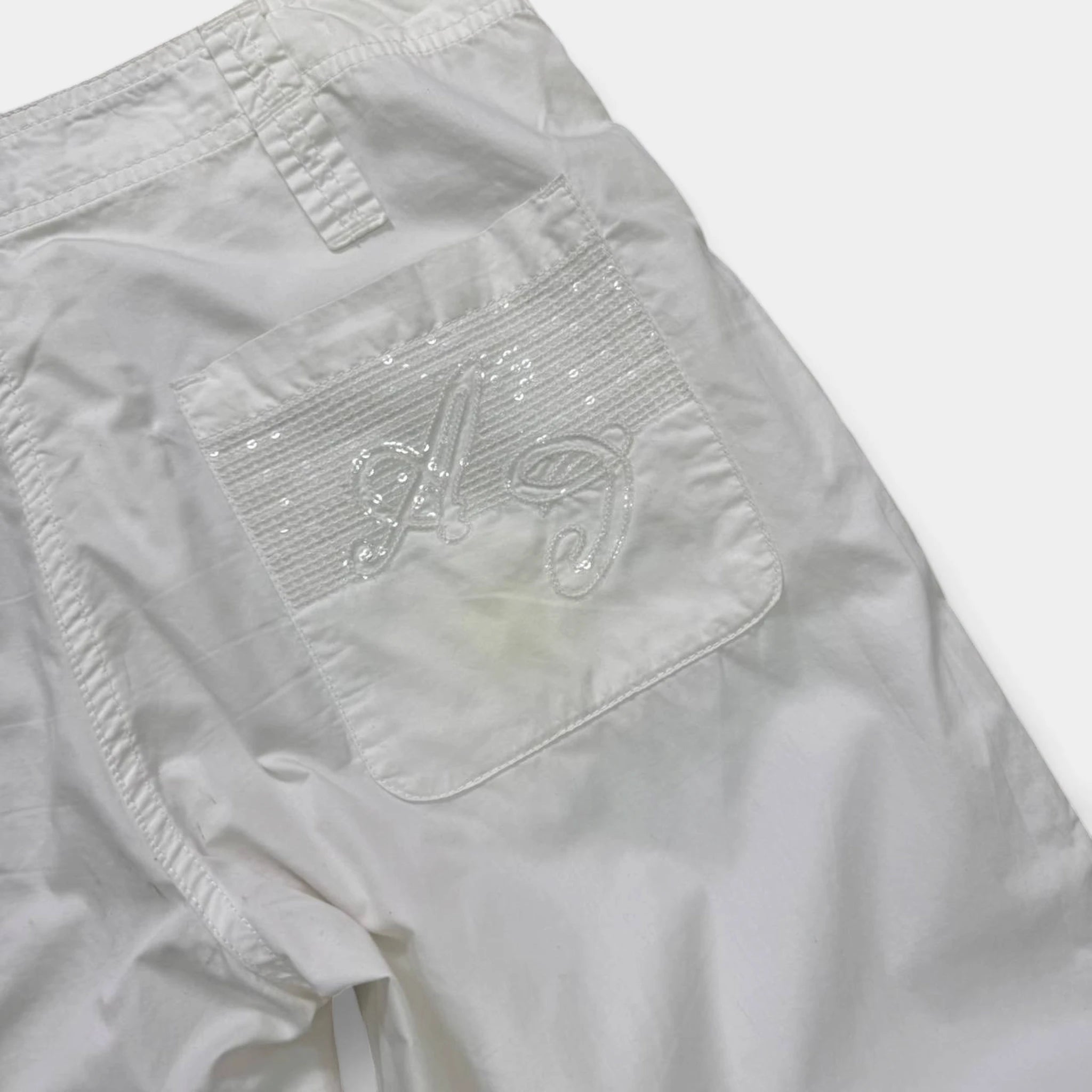 Armani Jeans 2000's White Multi-Zip Utility Cargo Trousers