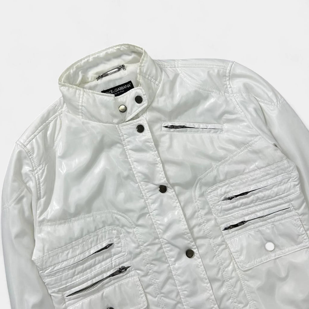 Dolce & Gabbana White Nylon Cargo Jacket