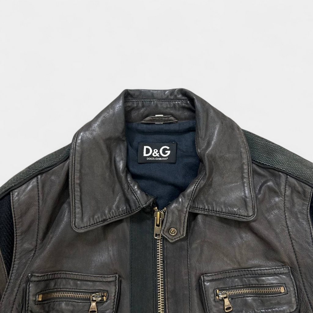 Dolce & Gabbana 2010s Dark Brown Leather Jacket