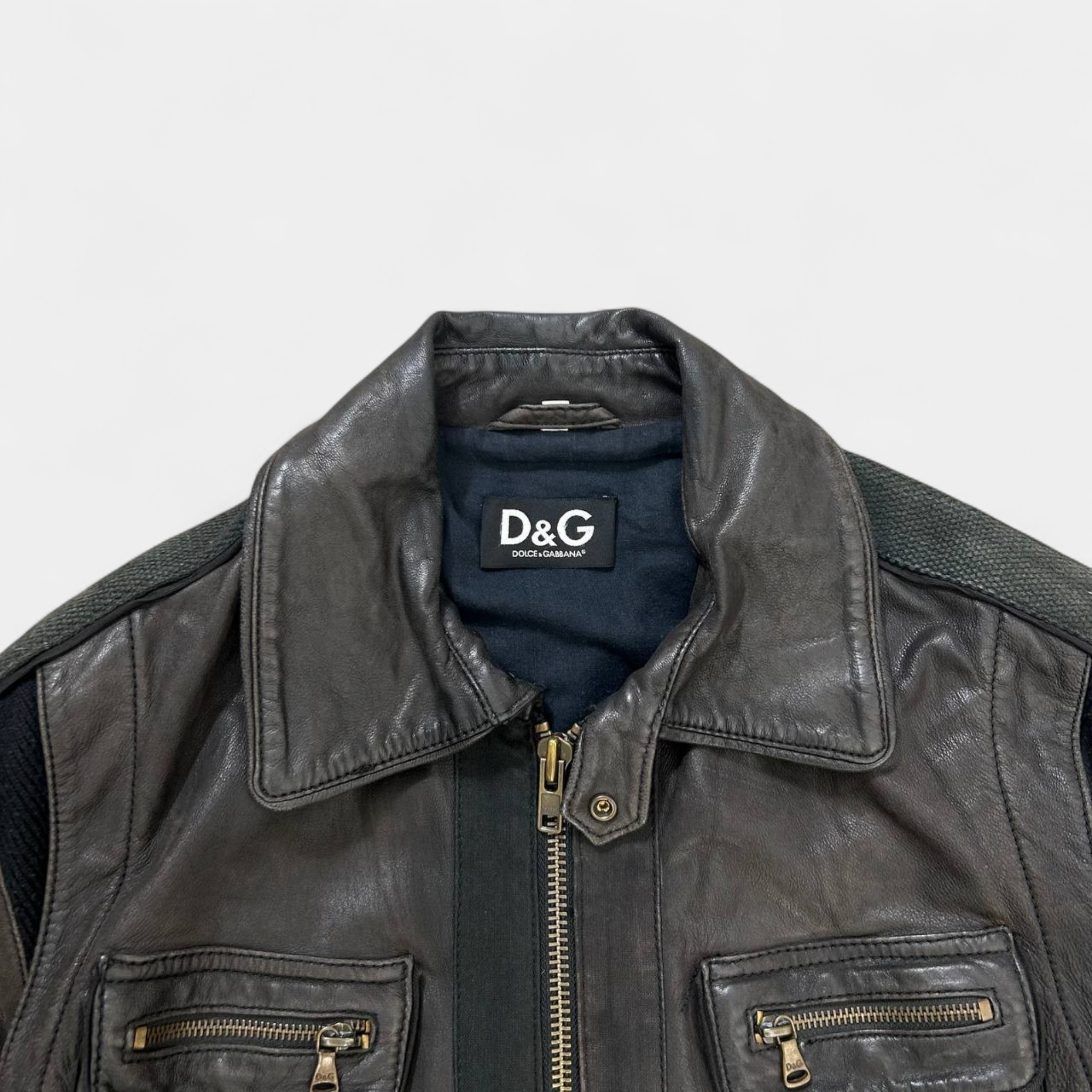 Dolce & Gabbana 2010s Dark Brown Leather Jacket