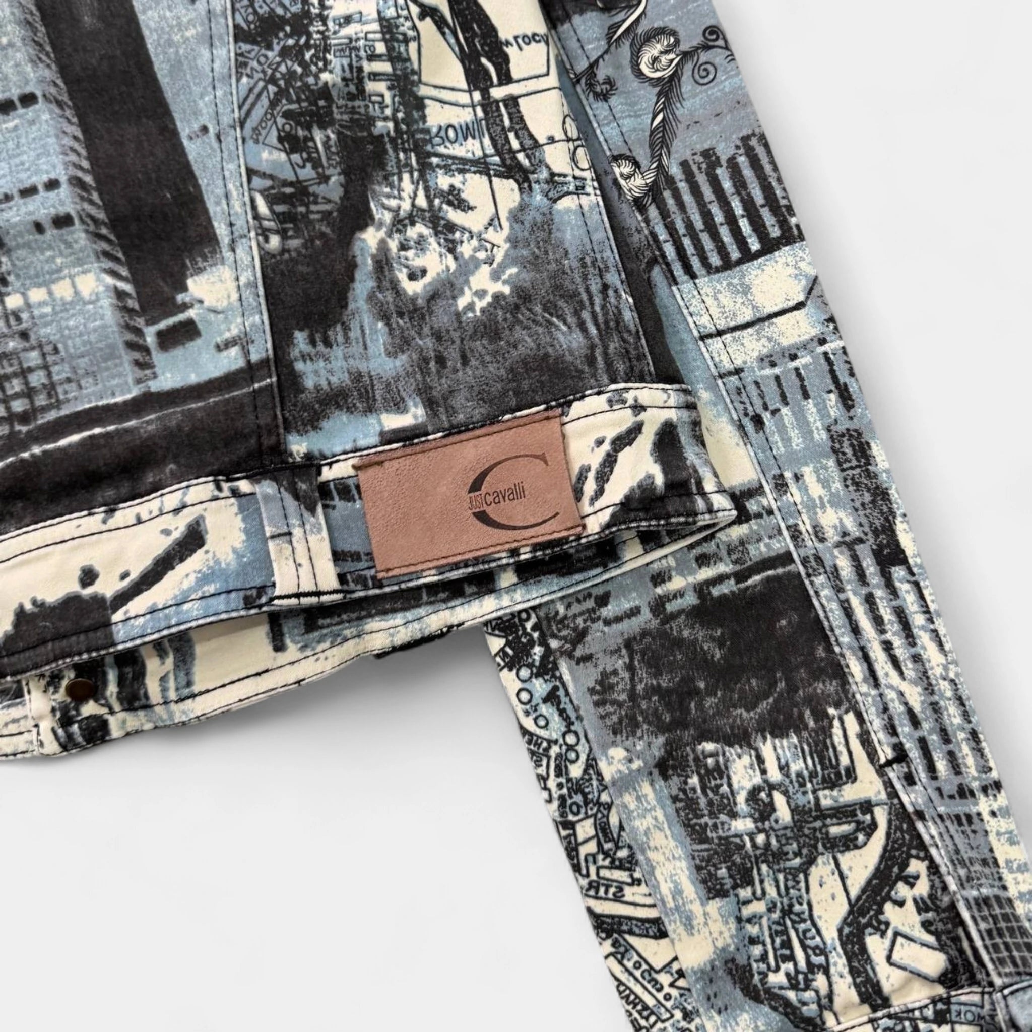 Just Cavalli Cityscape Graphic Denim Jacket