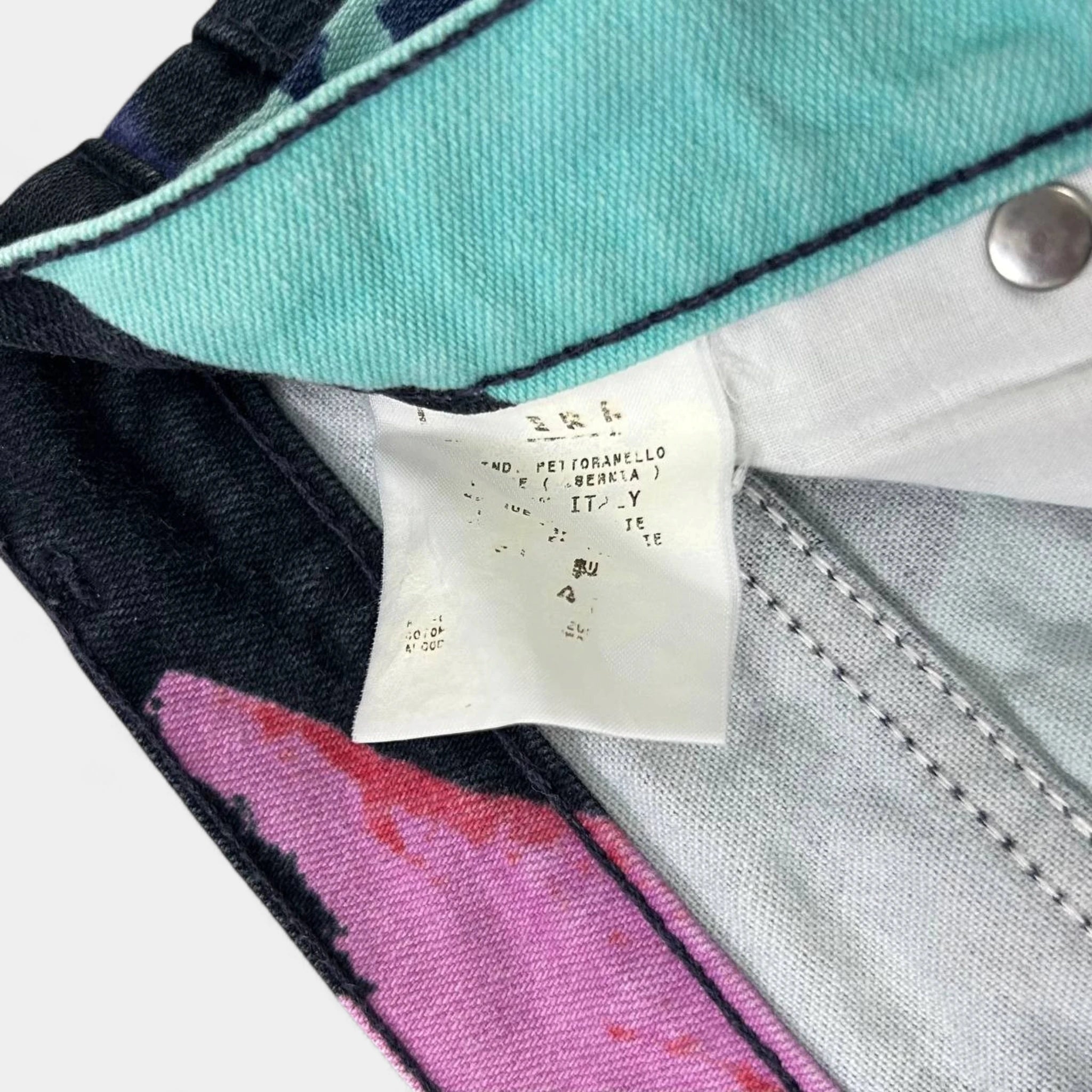 Just Cavalli 2000s Floral Multicolor Flared Denim Pants