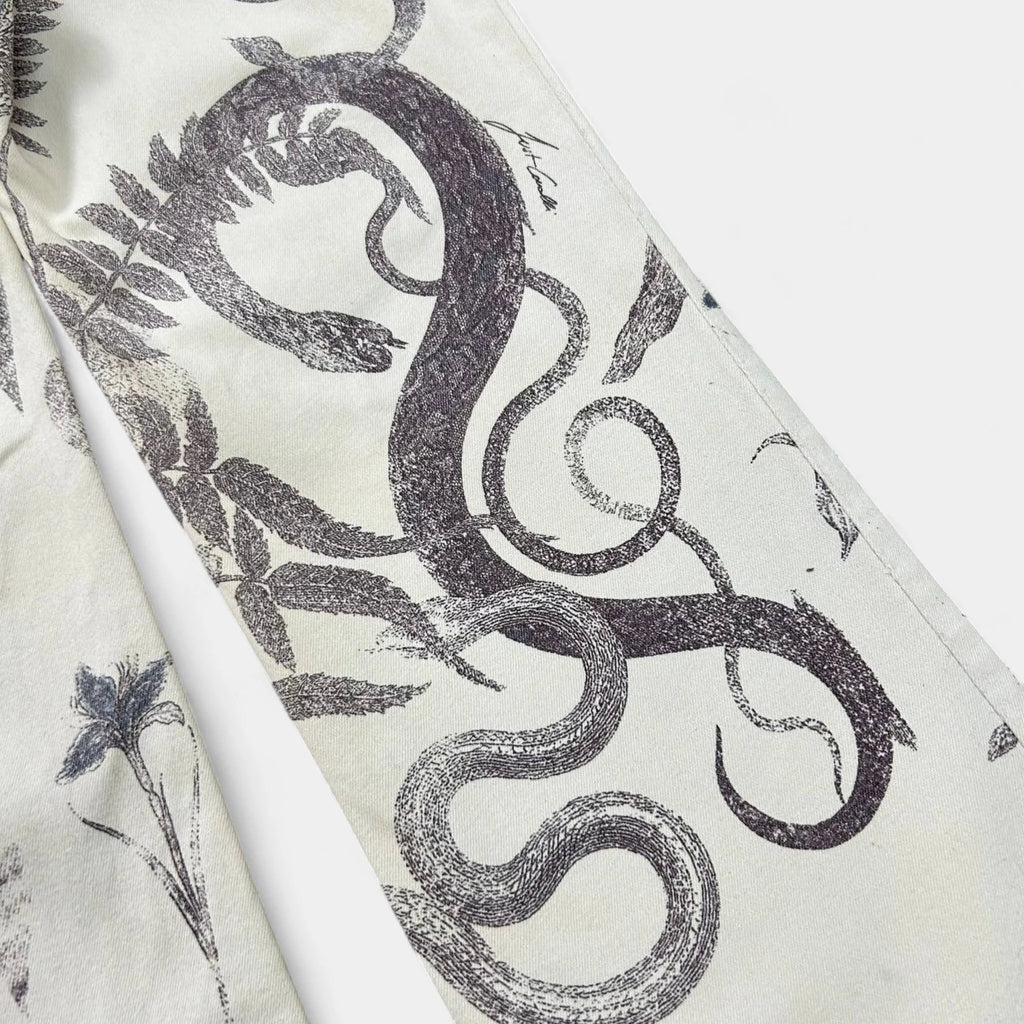 Just Cavalli SS04 Serpent Botanical Print Flare Jeans