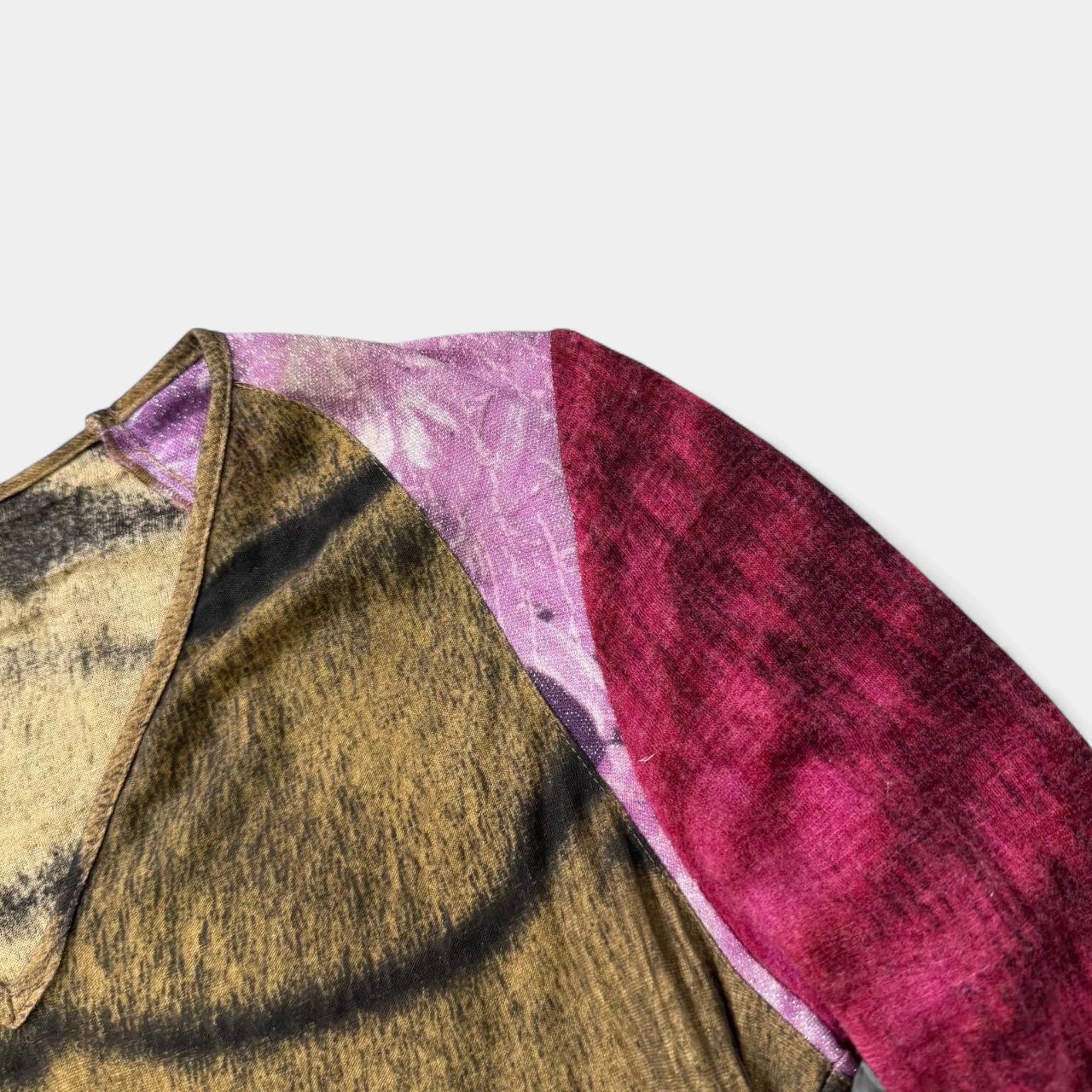 Just Cavalli Tiger Print Colorblock High-Low Maxi Dress