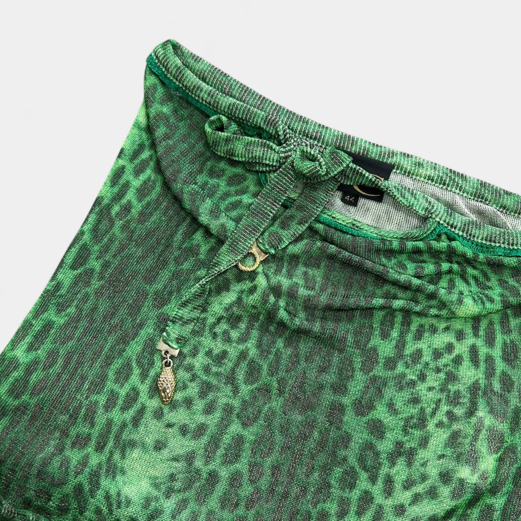 Just Cavalli 2000s Green Cheetah Print Top
