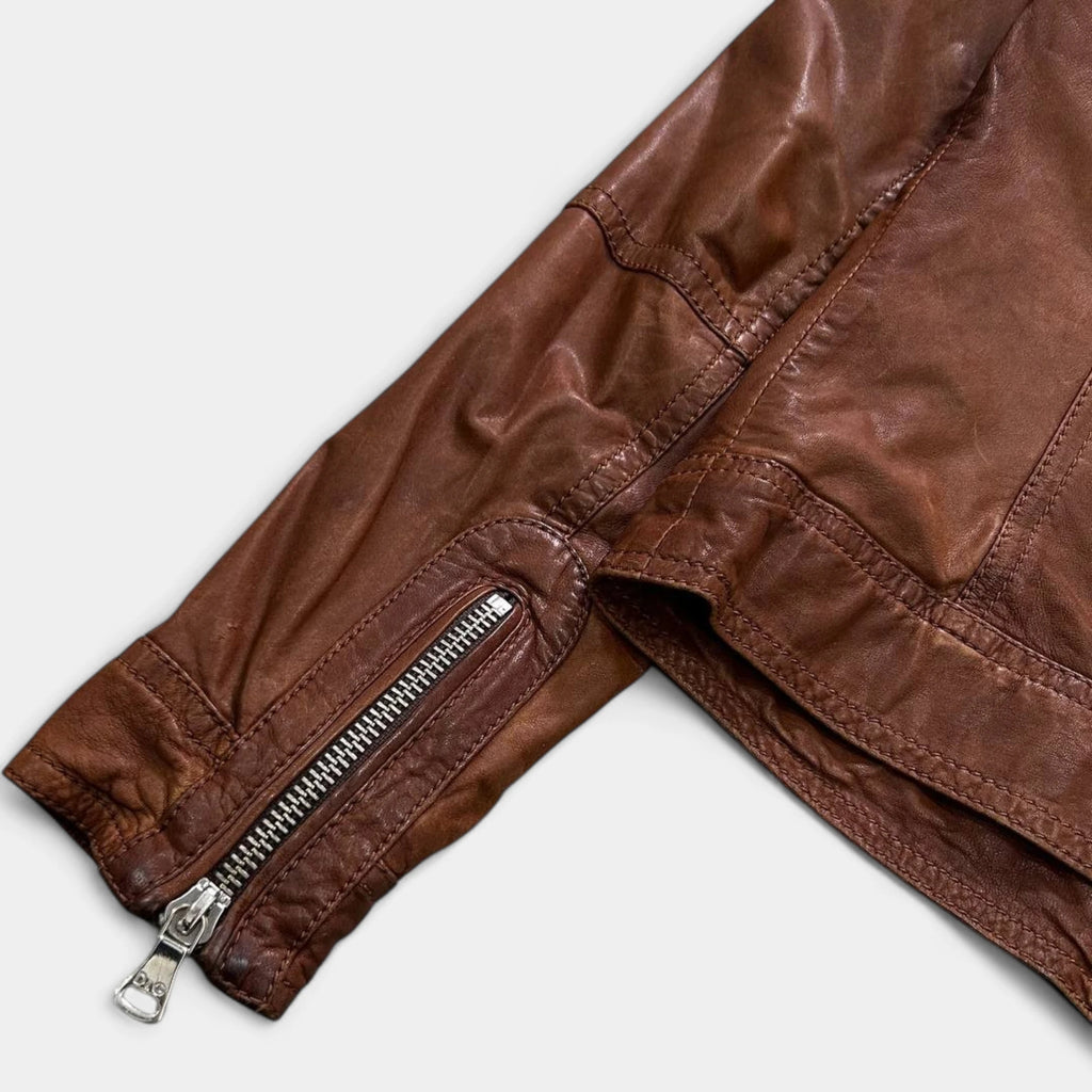 Dolce & Gabbana Multi-Pocket Lambskin Leather Biker Jacket